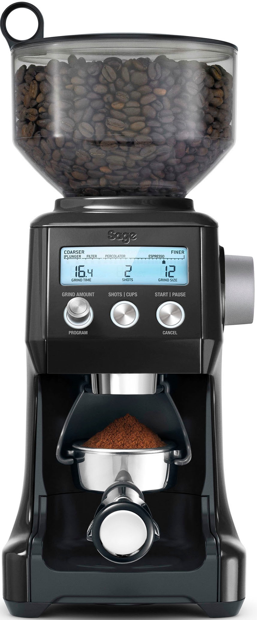 Sage Kaffeemühle »the Smart Grinder Pro SCG820BTR Black Truffle«, 165 W, Kegelmahlwerk, 450 g Bohnenbehälter