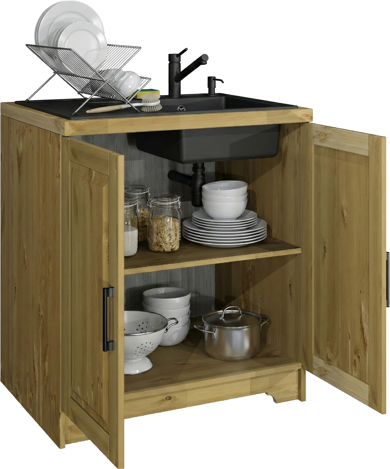 Home affaire Küchenzeile »Meliss« aus massiver Kiefer, mit Soft-Close-Funktion, 8-teiliges Set