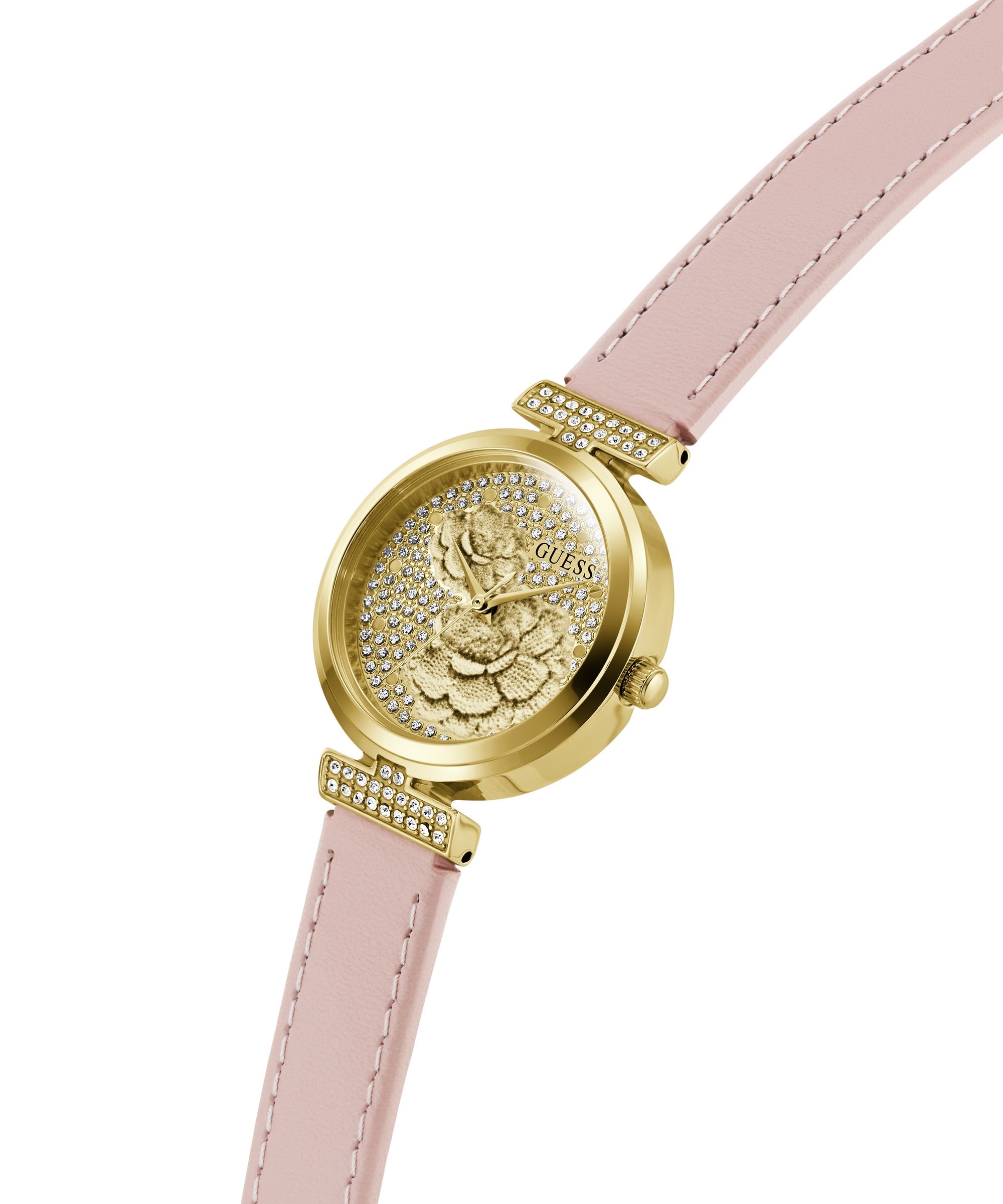 Guess Quarzuhr »ARRAY« Armbanduhr, Damenuhr, Lederarmband, analog