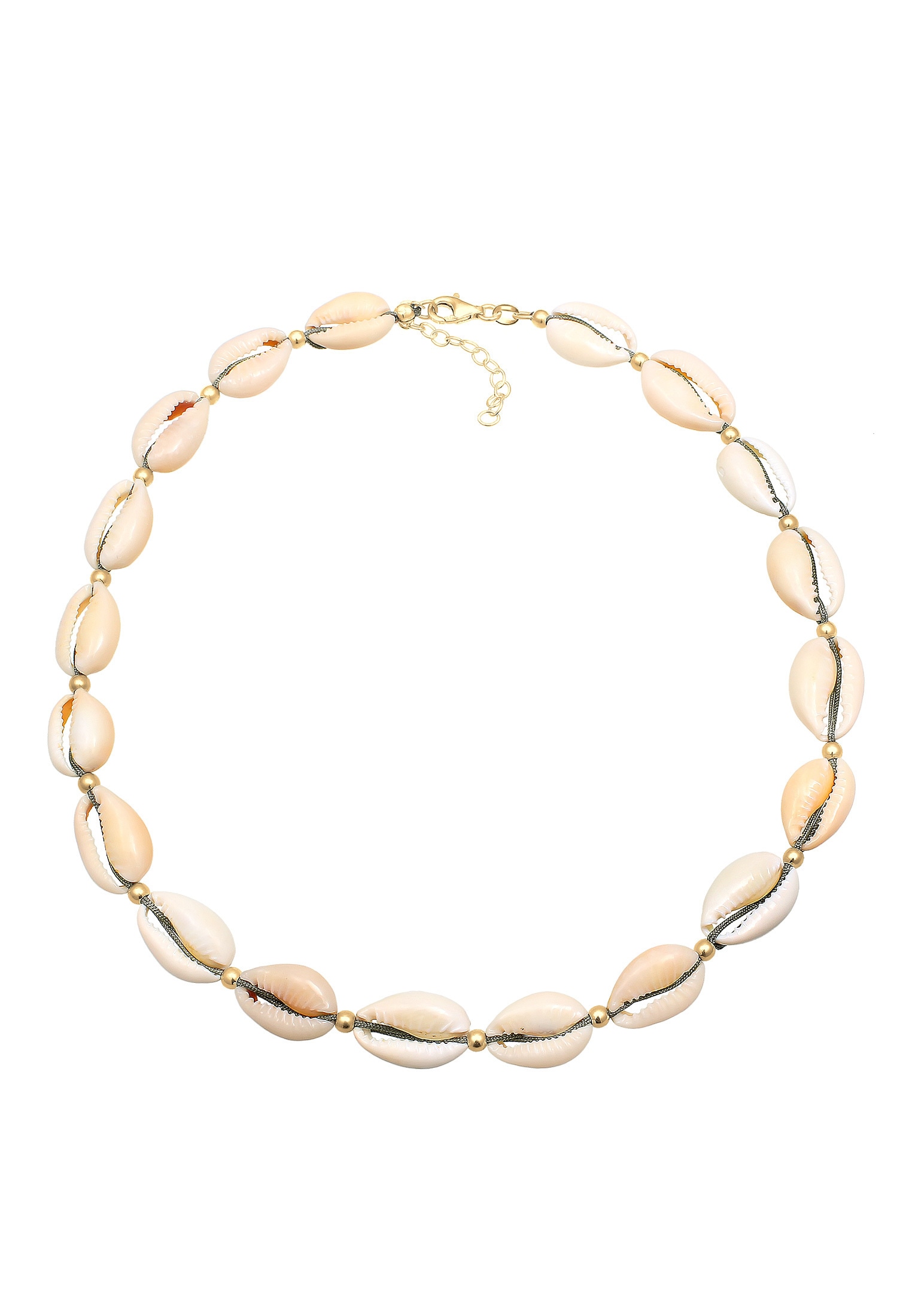 Elli Kette mit Anhänger »Halskette Choker Kauri Muscheln Beach 925 Silber vergoldet«