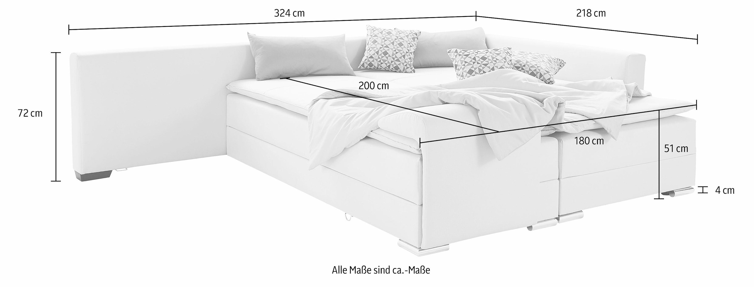 INOSIGN Ecksofa »Night & Day L-Form«, mit Bettfunktion 180 cm, Dauerschlaffunktion