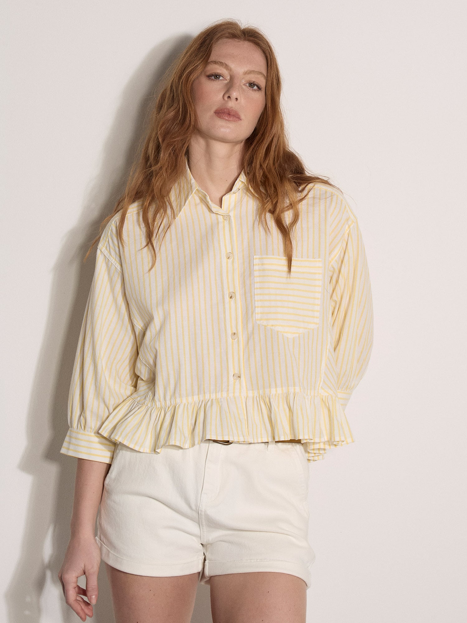 Apricot Klassische Bluse »Bluse« mit gestreiftem Rüschen-Saum