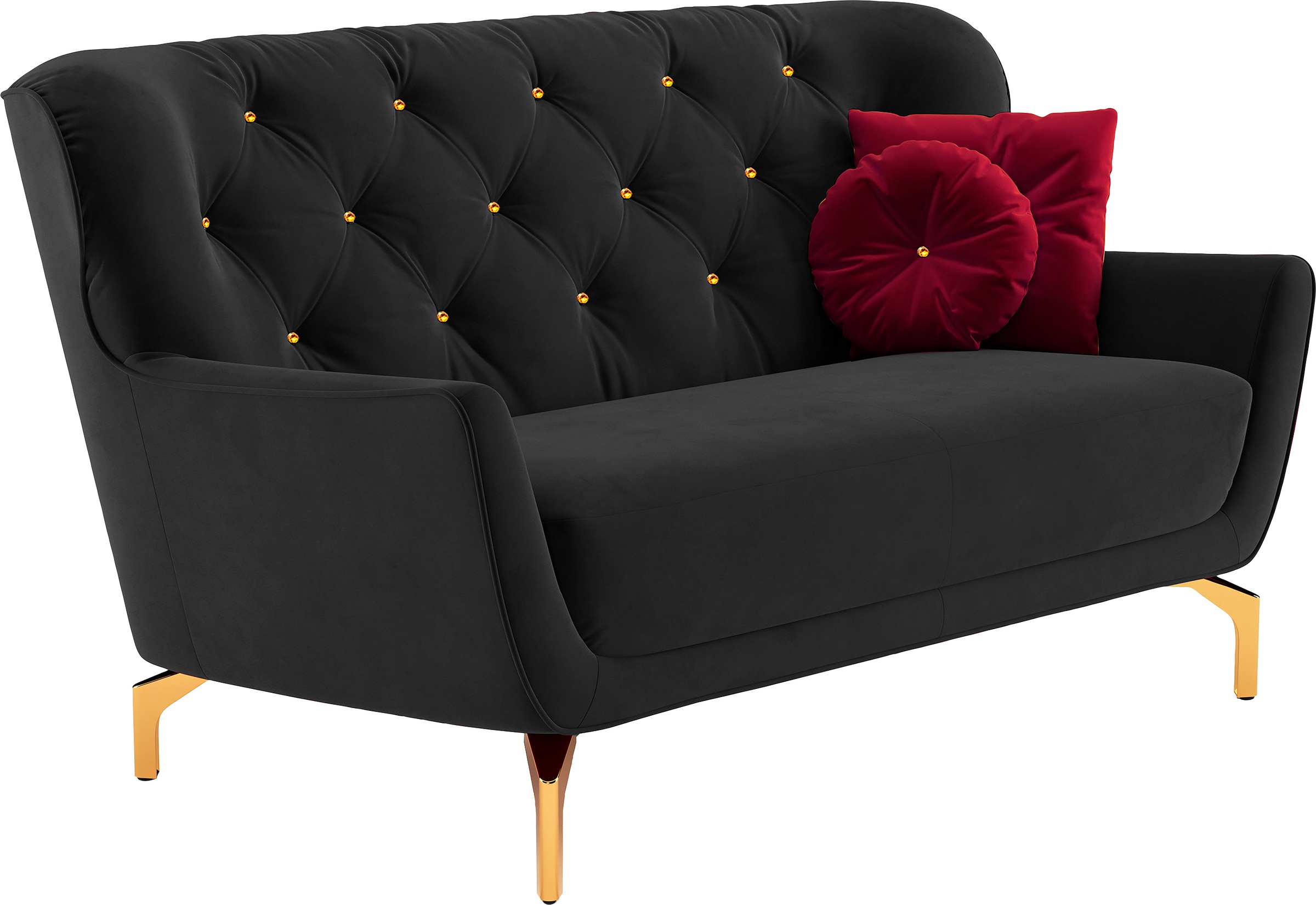sit&more Polstergarnitur »Orient 3«, (2 tlg.), inkl. 4 Zierkissen mit Strass-Stein, goldfarbene Metallfüße