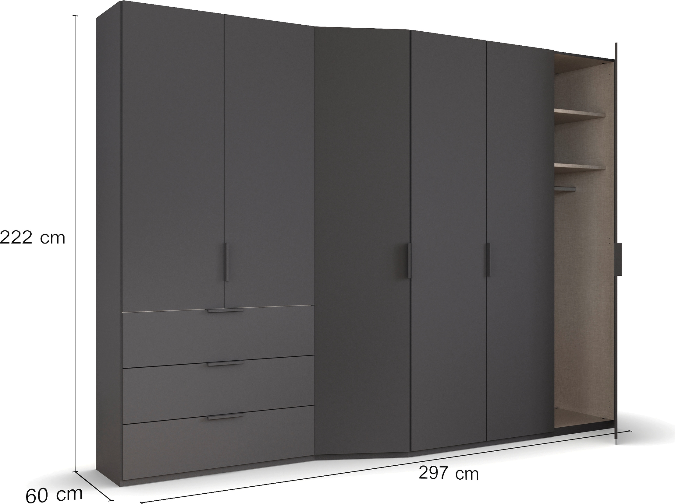 rauch Drehtürenschrank »Kleiderschrank Schrank Garderobe Wäscheschrank WAVE«, in 2 unterschiedlichen Tiefen, mit Soft-Close Funktion MADE IN GERMANY