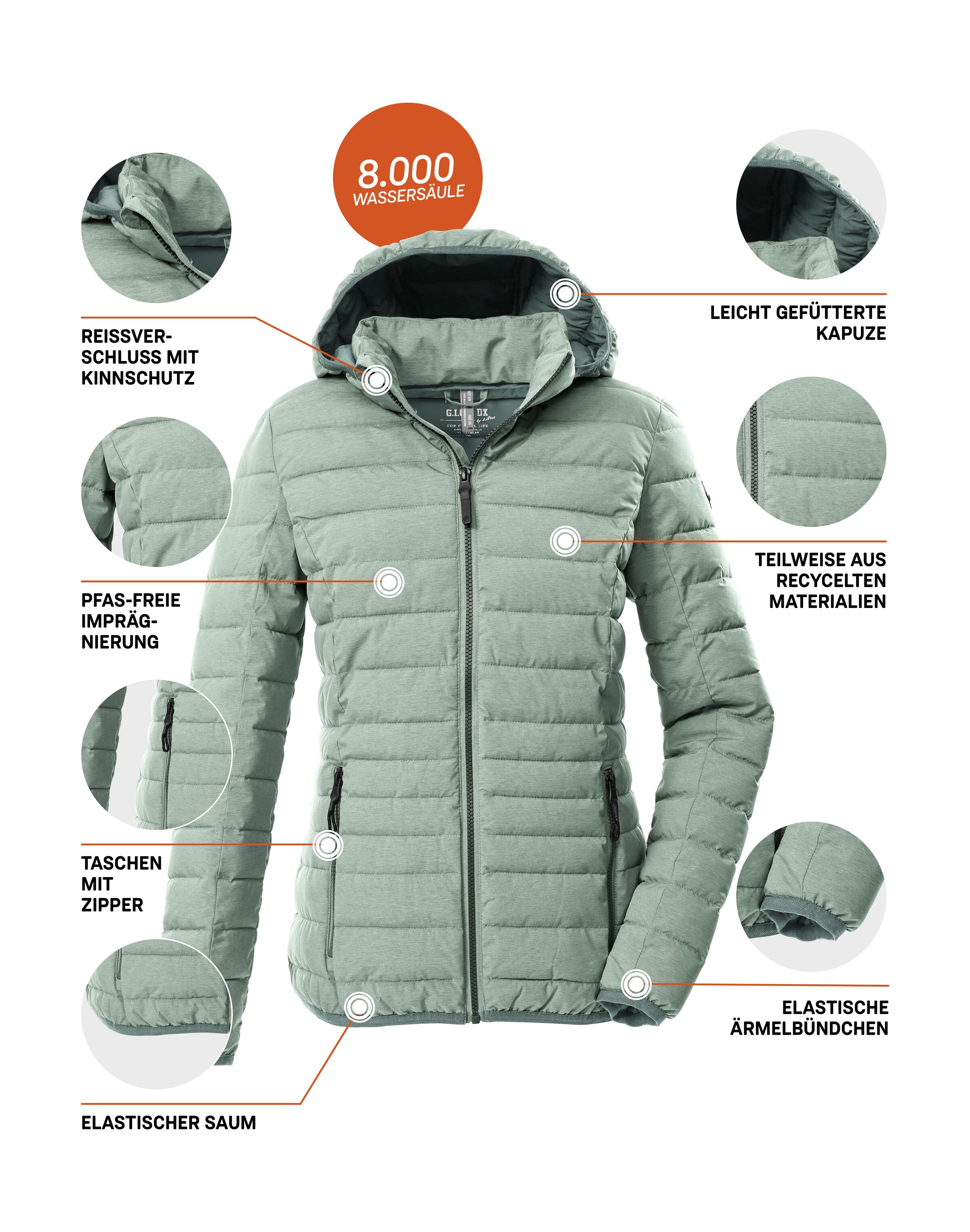 G.I.G.A. DX by killtec Steppjacke »GW 49 WMN QLTD JCKT«, Wind- und wasserabweisende Damen Steppjacke mit 8.000 mm Wassersäule