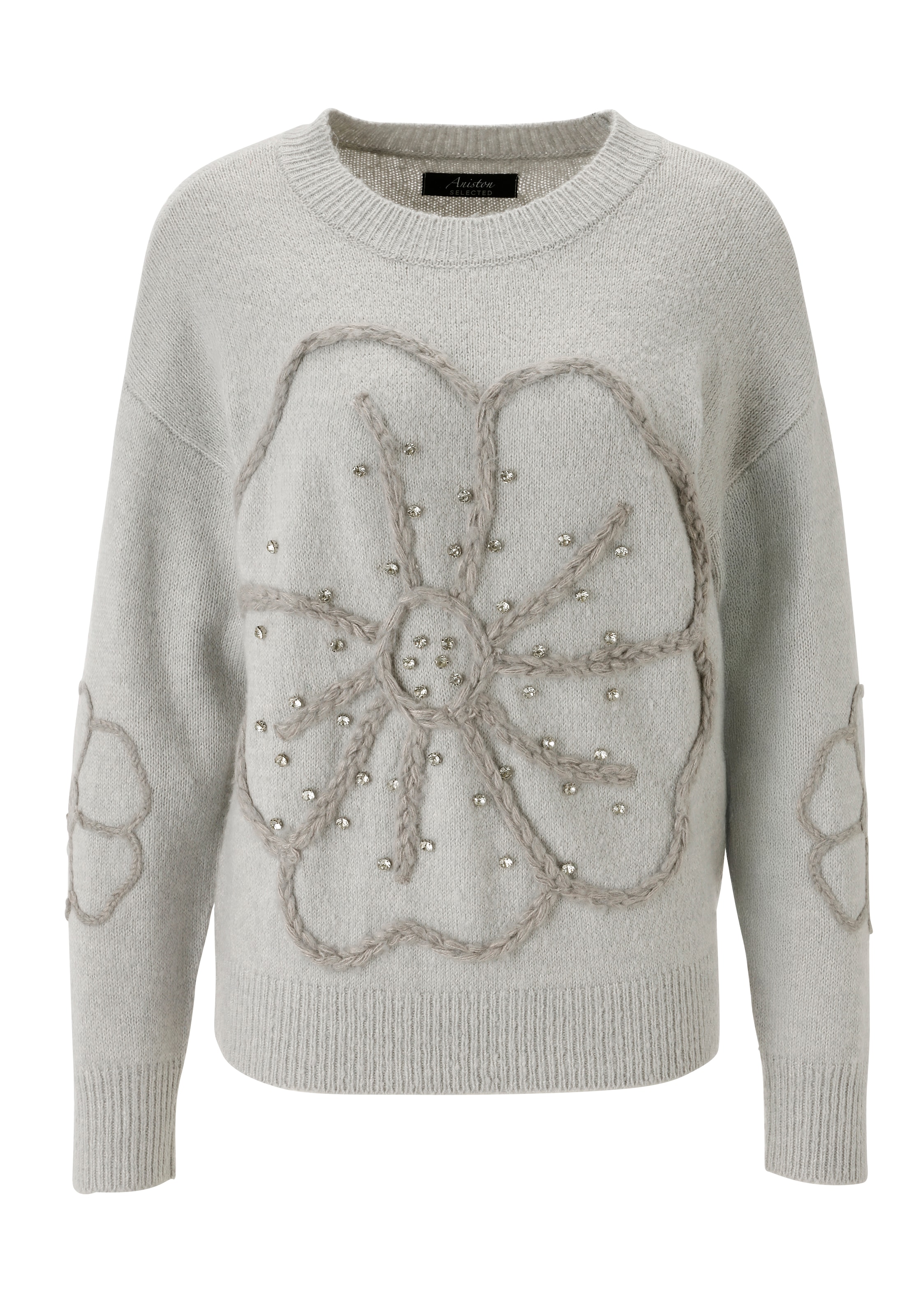 Aniston SELECTED Strickpullover, vorne mit funkelnden Glitzersteinen verziert - NEUE KOLLEKTION