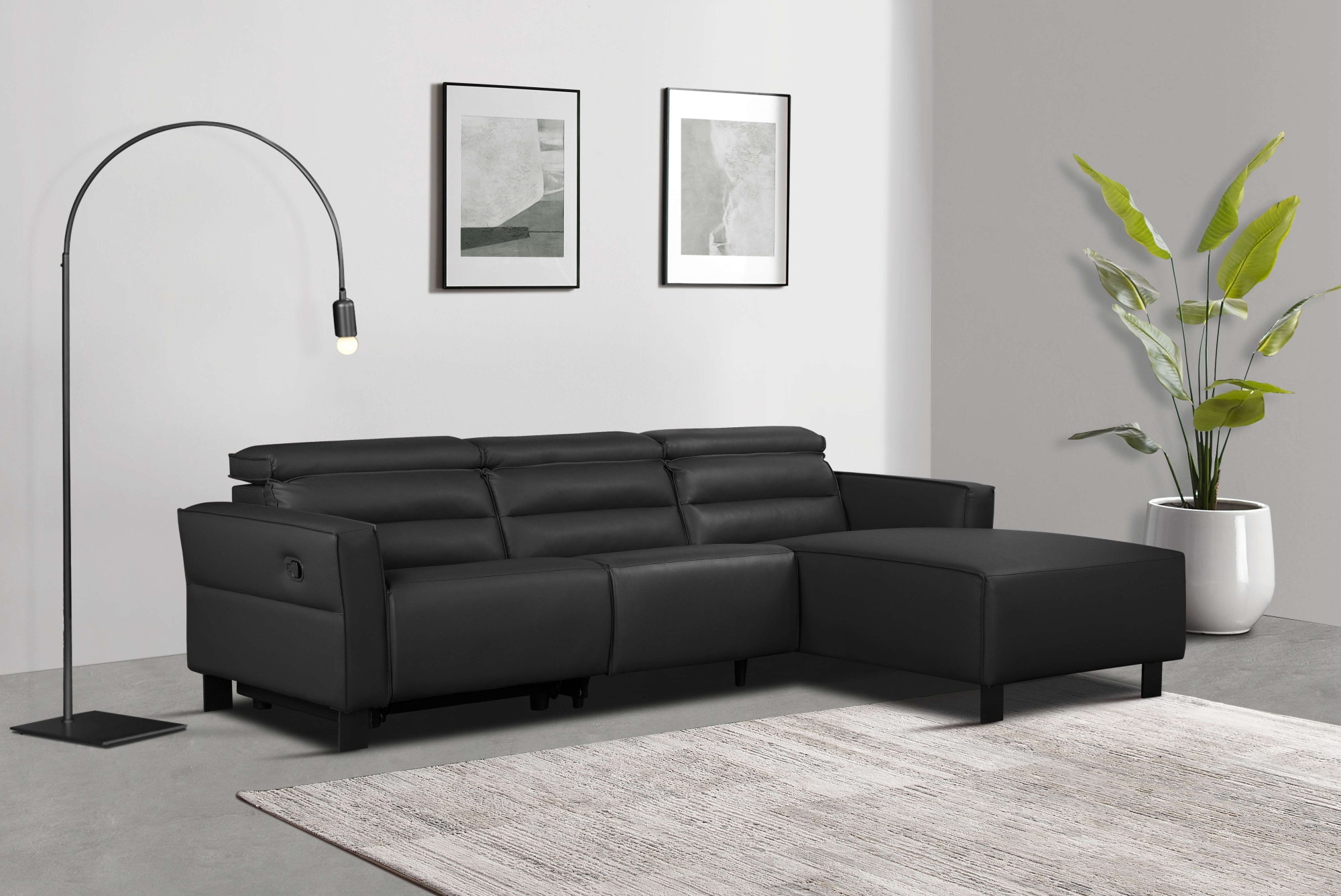 Places of Style Ecksofa »Carpari, L-Form, 263 cm, manuelle o. elektrische Relaxfunktion,«, USB A/C und Kopfteilverstellung