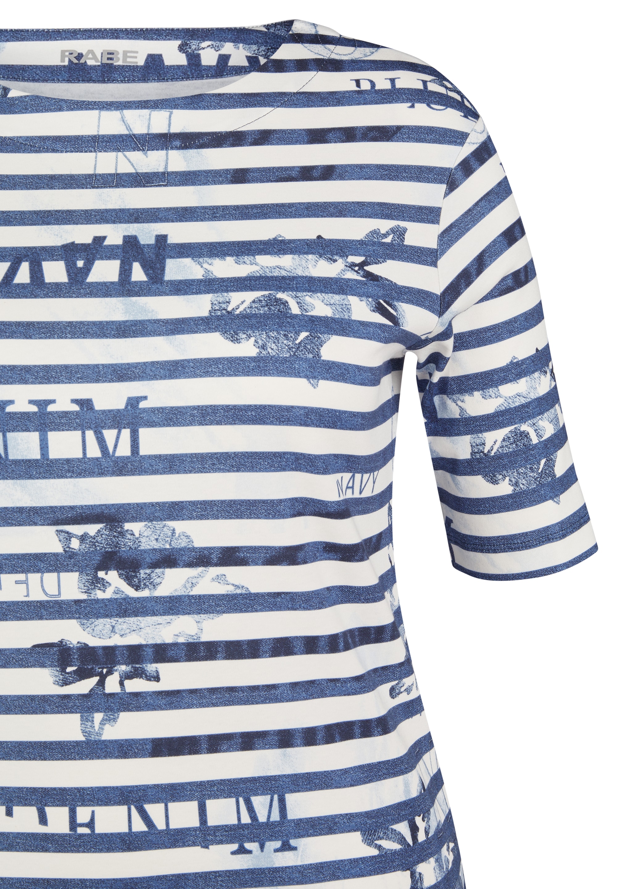 Rabe T-Shirt, mit Streifenmuster und Print