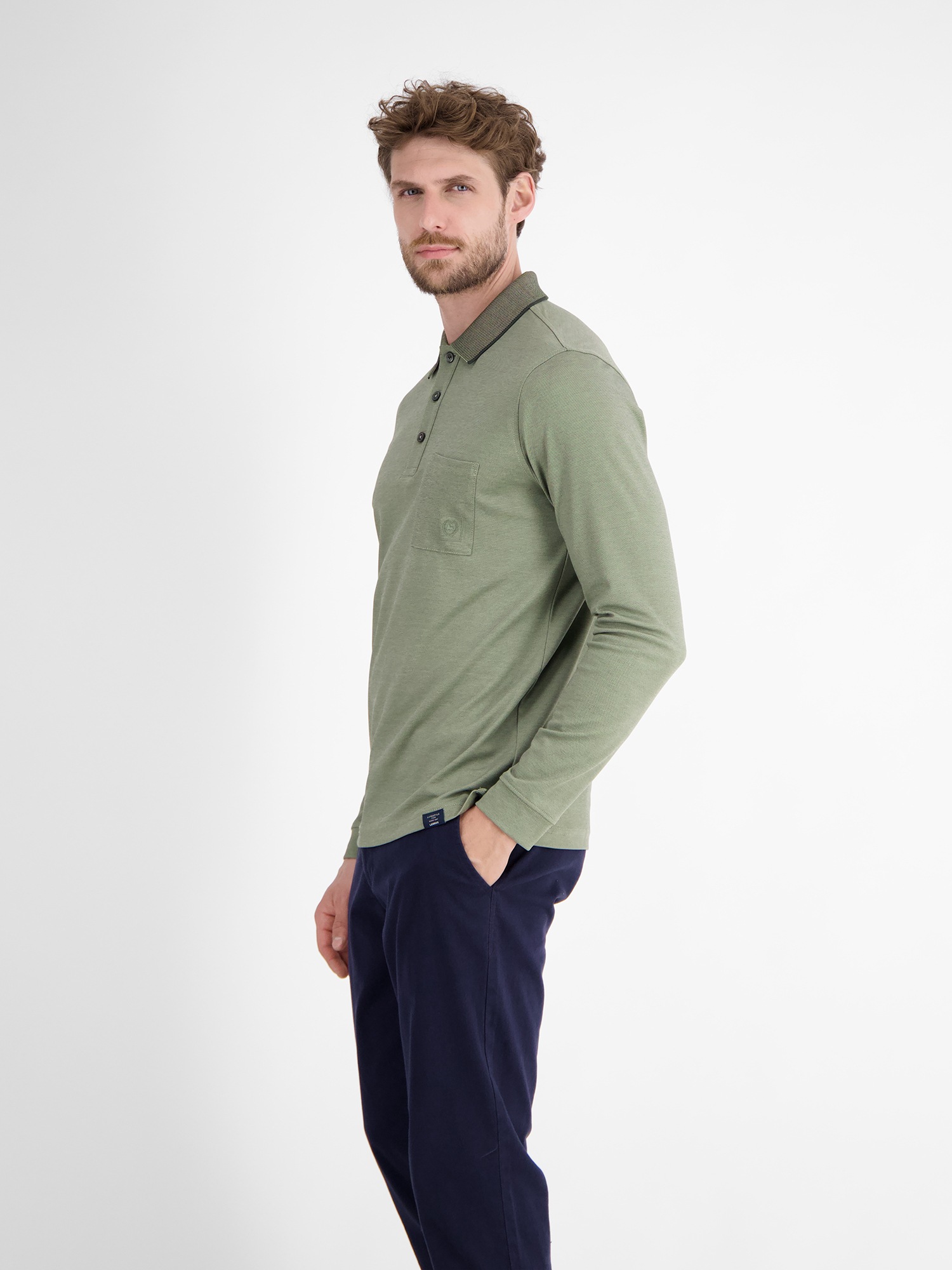 LERROS Langarm-Poloshirt »Langarmpolo für Herren in Strukturoptik«