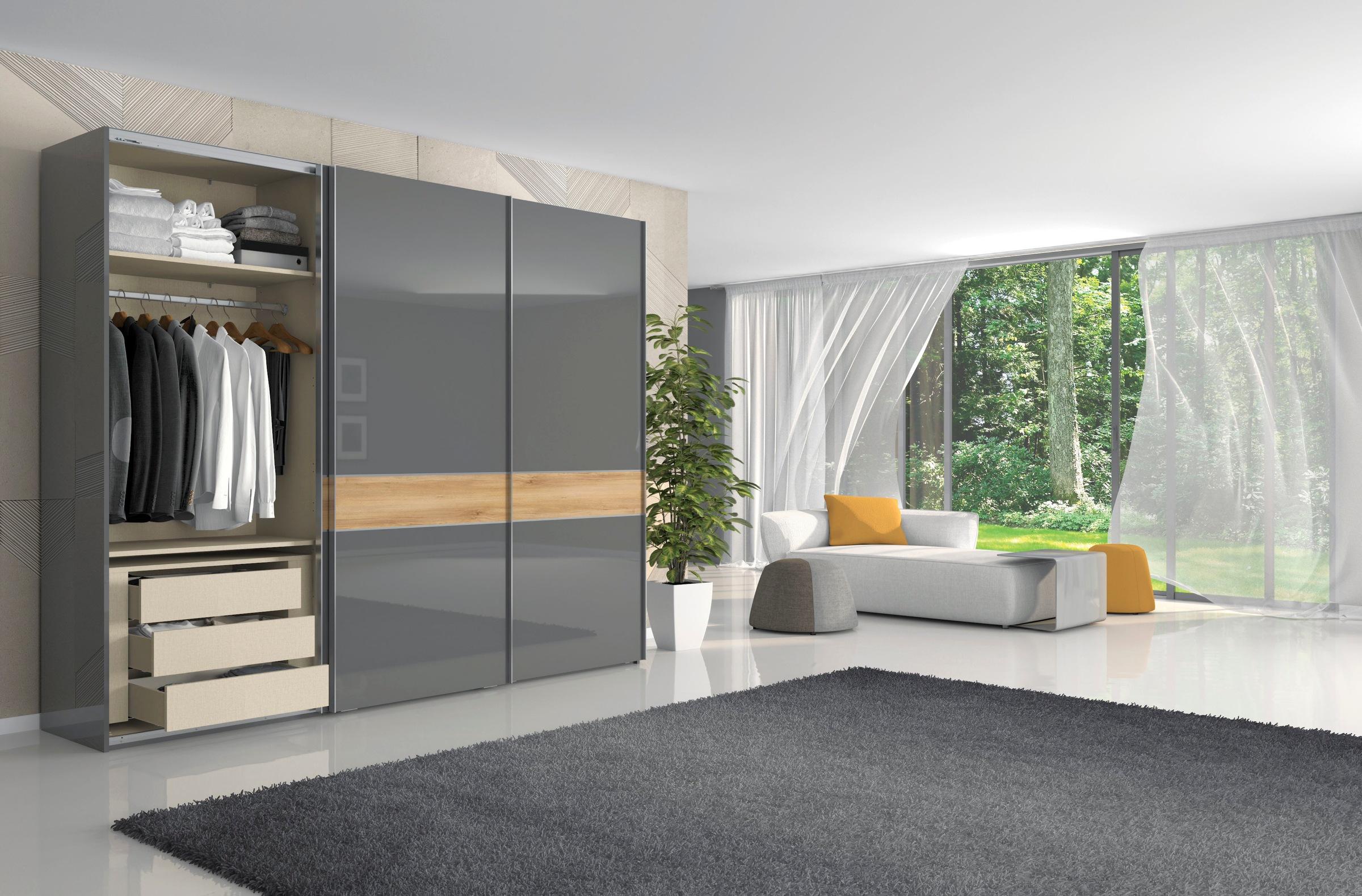 Places of Style Schwebetürenschrank »Onyx«, UV lackiert für langlebige Oberflächen, Soft-Close-Funktion