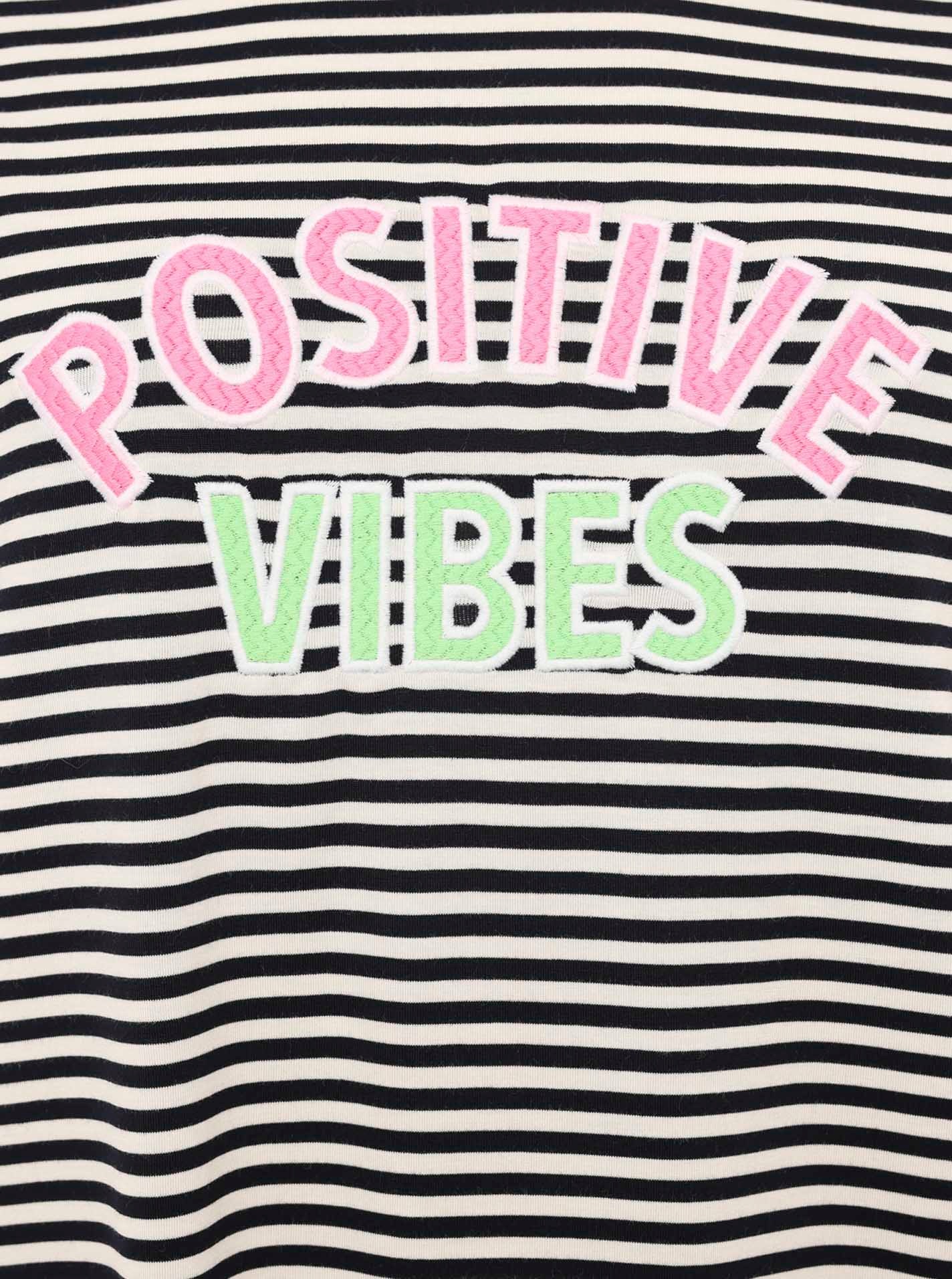 Zwillingsherz T-Shirt »"Positive Vibes"« gestickter Statement Schriftzug, Rundhals