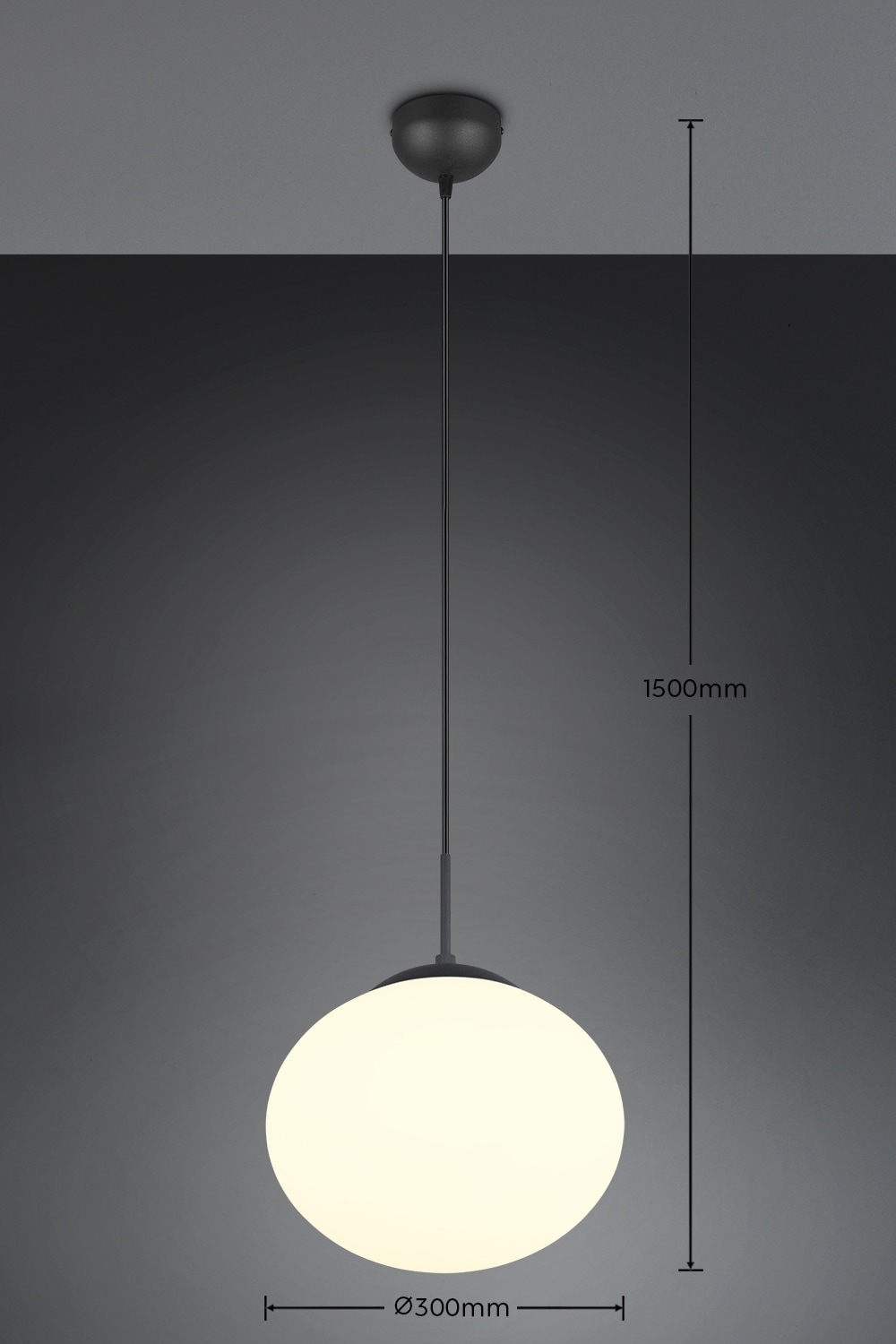 TRIO Leuchten Pendelleuchte »FOMENTO, Hängelampe mit Glasschirm, exkl 1x E27 max 15W« E27 1 Stk. warmweiß - kaltweiß Glas Hängeleuchte Höhe 150 cm, Hängelampe Küche Esszimmer Wohnzimmer