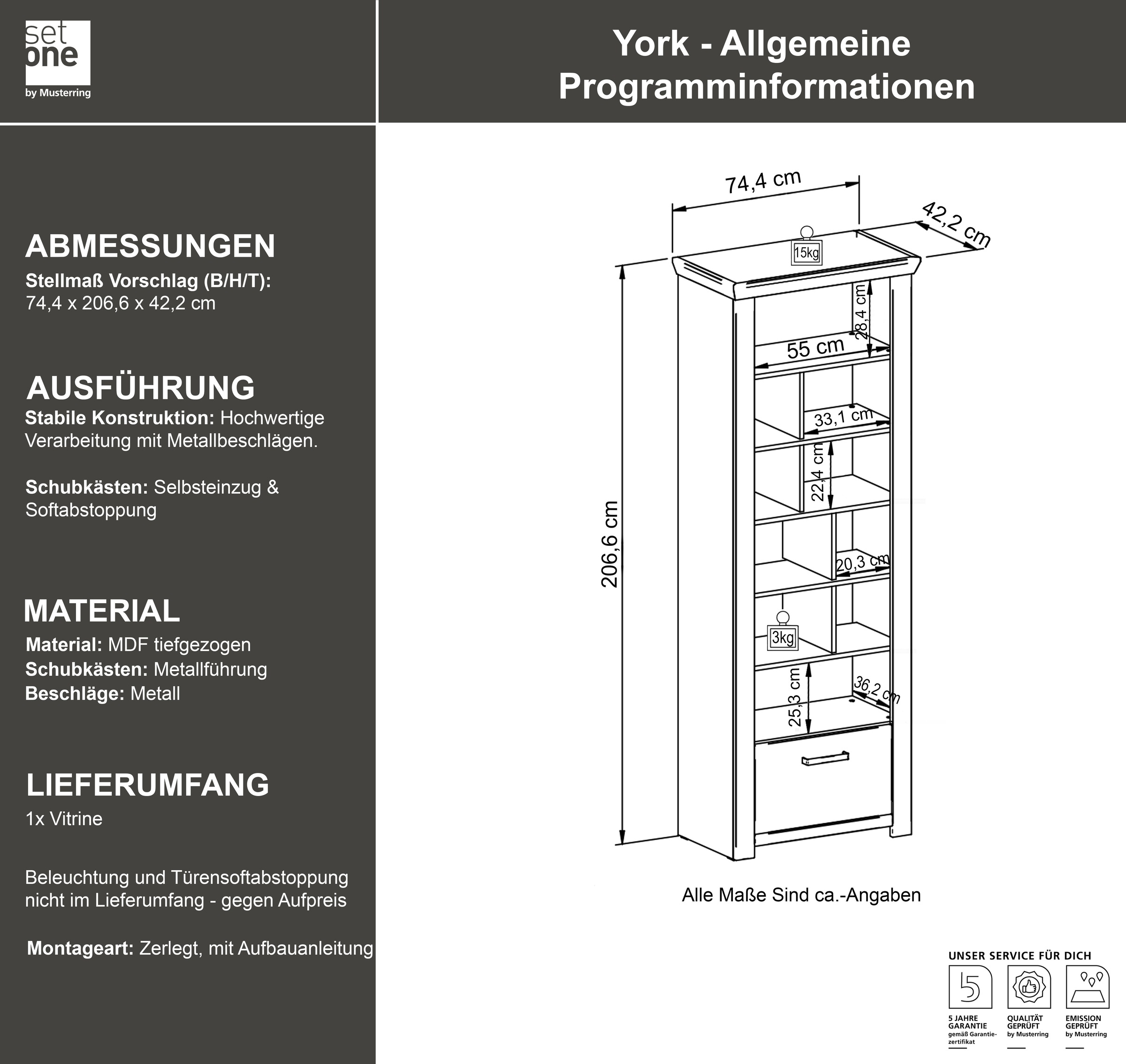 set one by Musterring Regal »York«, Typ 07, offenes Design, Beleuchtung optional, B 75 x H 207 cm