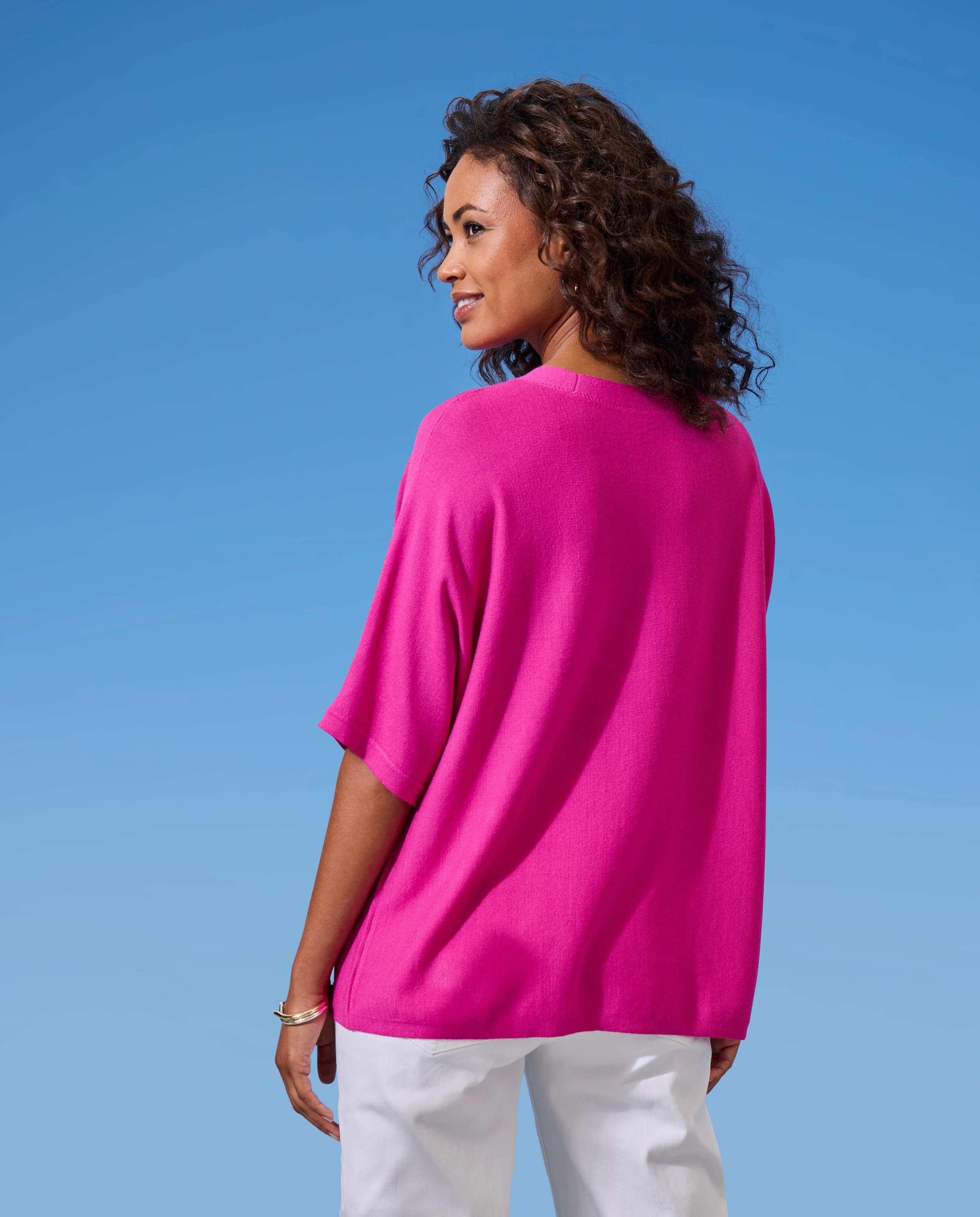 Vivance Kurzarmshirt »mit Lochstrickmuster« aus weichem Viskose-Strick