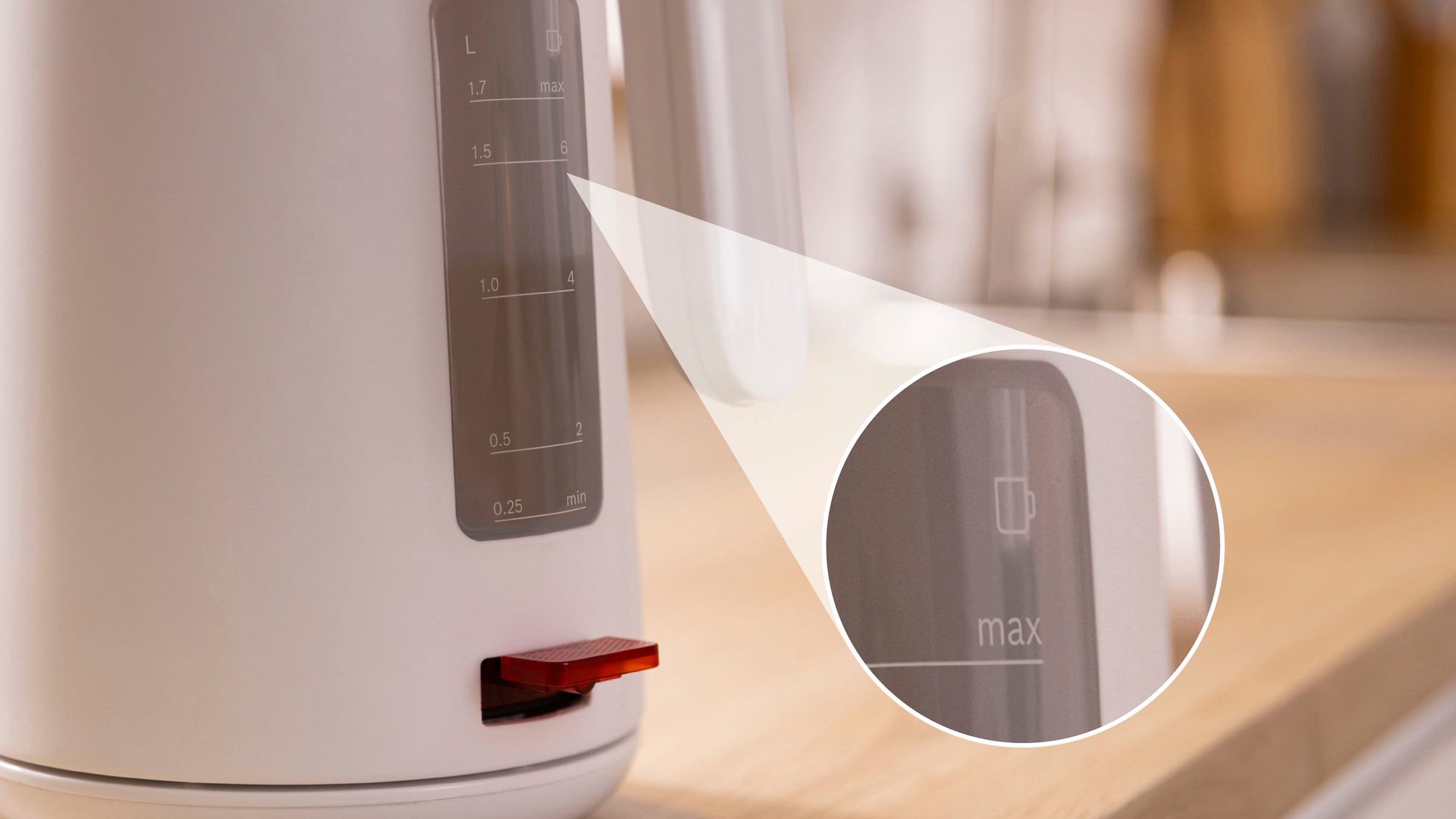 BOSCH Wasserkocher »MyMoment TWK2M161, Abschaltautomatik, Überhitzungschutz, Tassenanzeige«, 1,7 l, 2400 W, Stiftung Warentest Testsieger (2,2) Ausgabe 03/2025, weiß matt