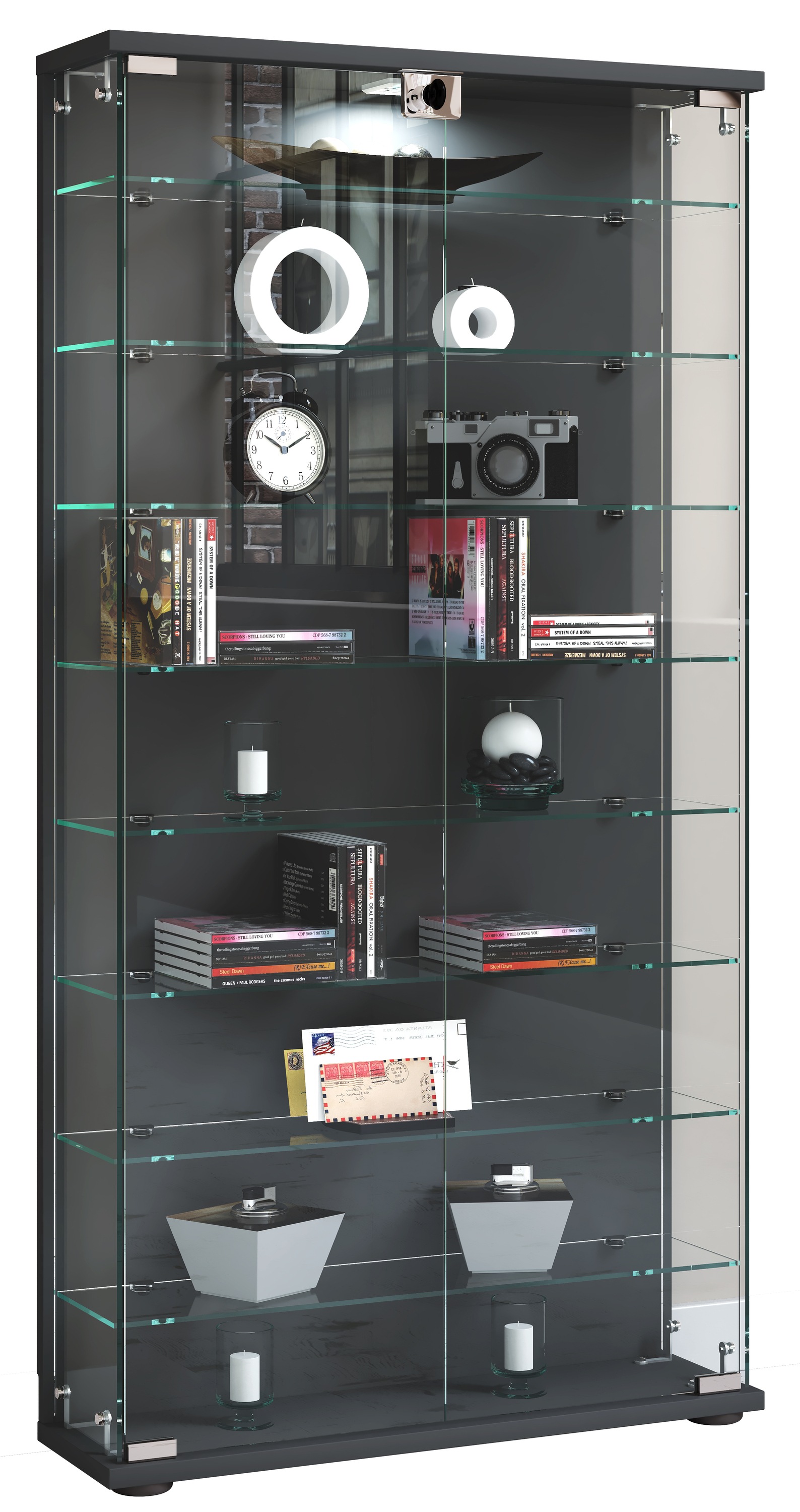 VCM Vitrine »Holz Glas Stand Vitrine Sammelvitrine Stelas L«, (1 St.)