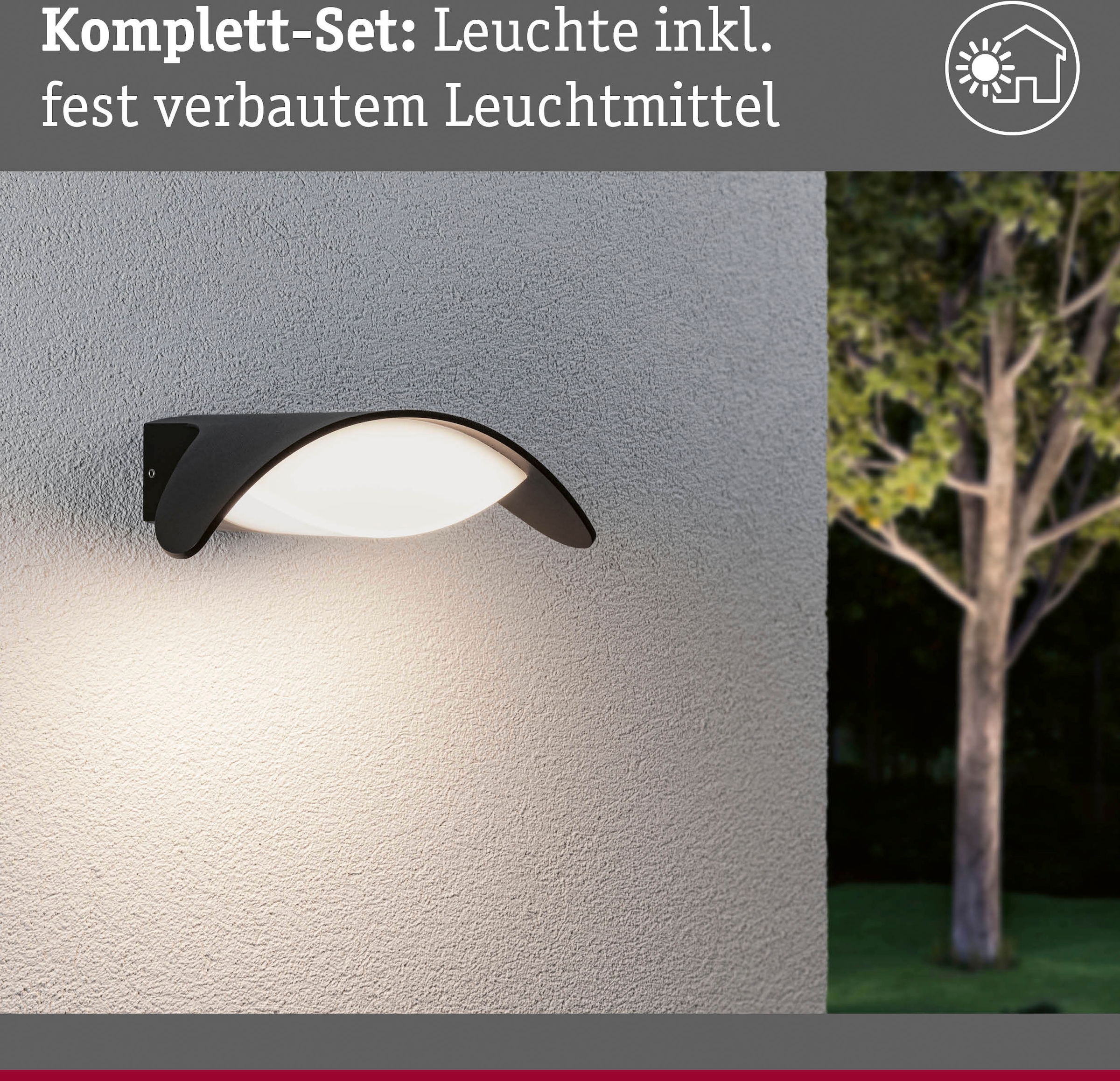 Paulmann LED Außen-Wandleuchte »Outdoor 230V Mesana IP44 anthrazit«, 1 flammig, IP44