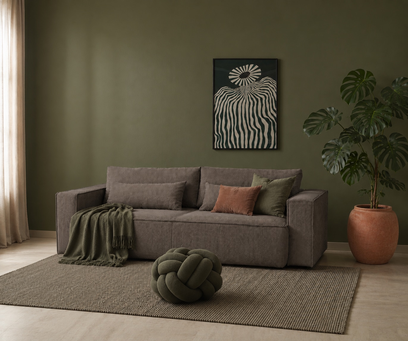 OTTO home 3-Sitzer »Tillian, Schlafsofa, Schlafcouch« Breite 240 cm, Breitkord, Sitzfläche mit Taschenfederkern