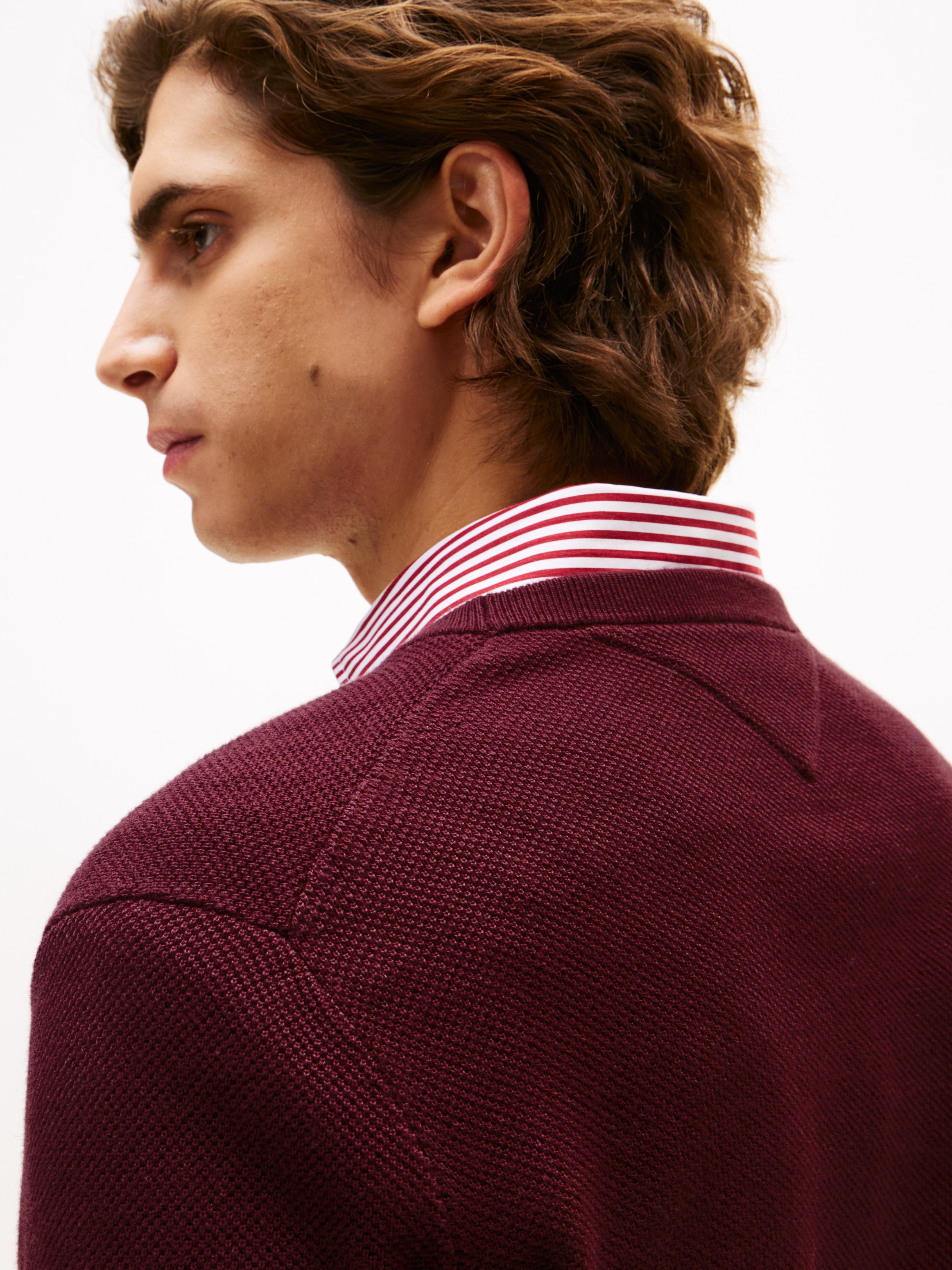 Tommy Hilfiger Rundhalspullover »ESSENTIAL STRUCTURE CREW NECK mit Struktur und Label«, unifarben, casual, regular fit, Baumwolle, Rundhals
