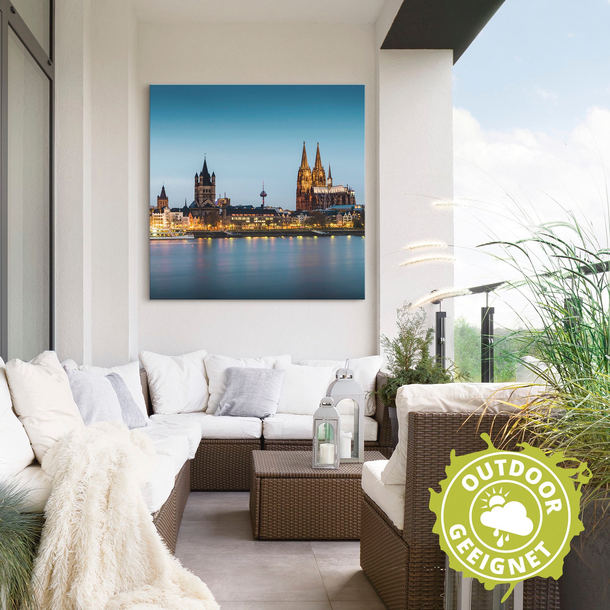 Artland Alu-Dibond-Druck »Köln Rheinpromenade« Deutschland 1 Stk. tlg. für Innen- und Außenbereich geeignet, Outdoorbild