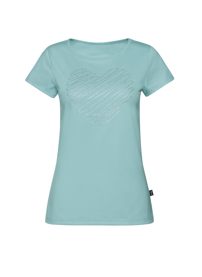 Trigema T-Shirt »TRIGEMA Slim Fit T-Shirt mit glitzerndem Herz-Printmotiv«, (1 tlg.)