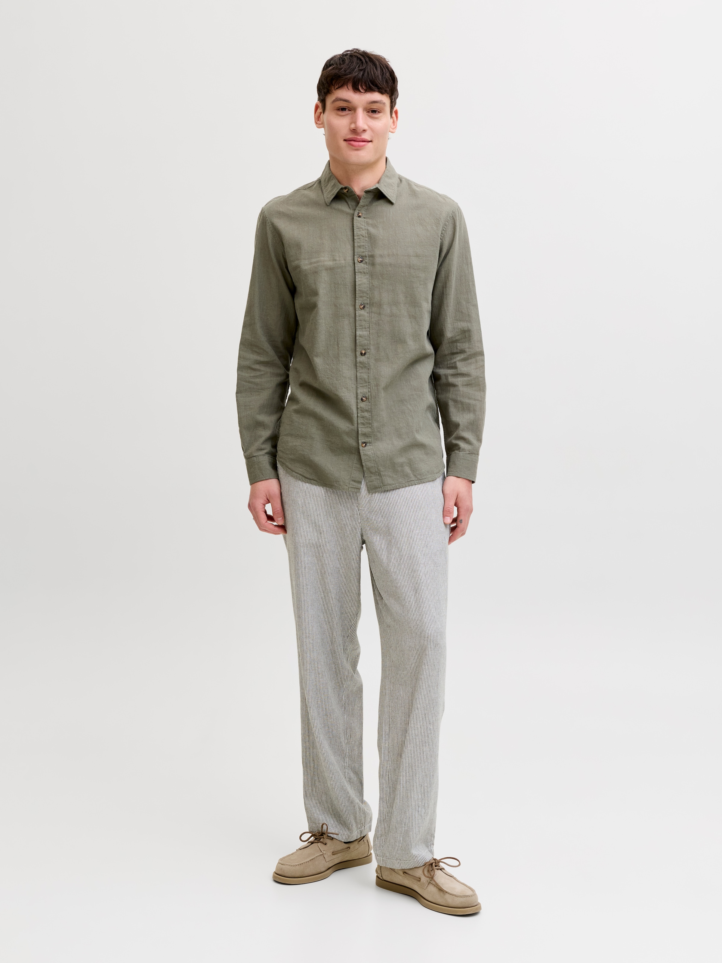 Jack & Jones Langarmhemd »JJESUMMER LINEN BLEND SHIRT L/S SN« Baumwollmischung, regular fit