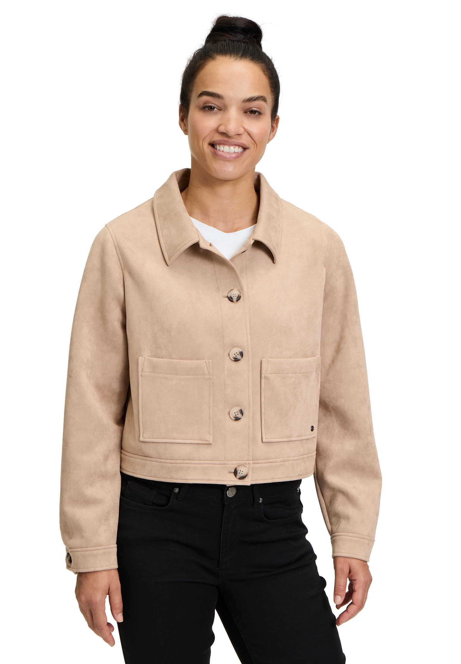 Betty&Co Lederimitat-Blazer »Kunstleder-Jacke mit aufgesetzten Taschen«