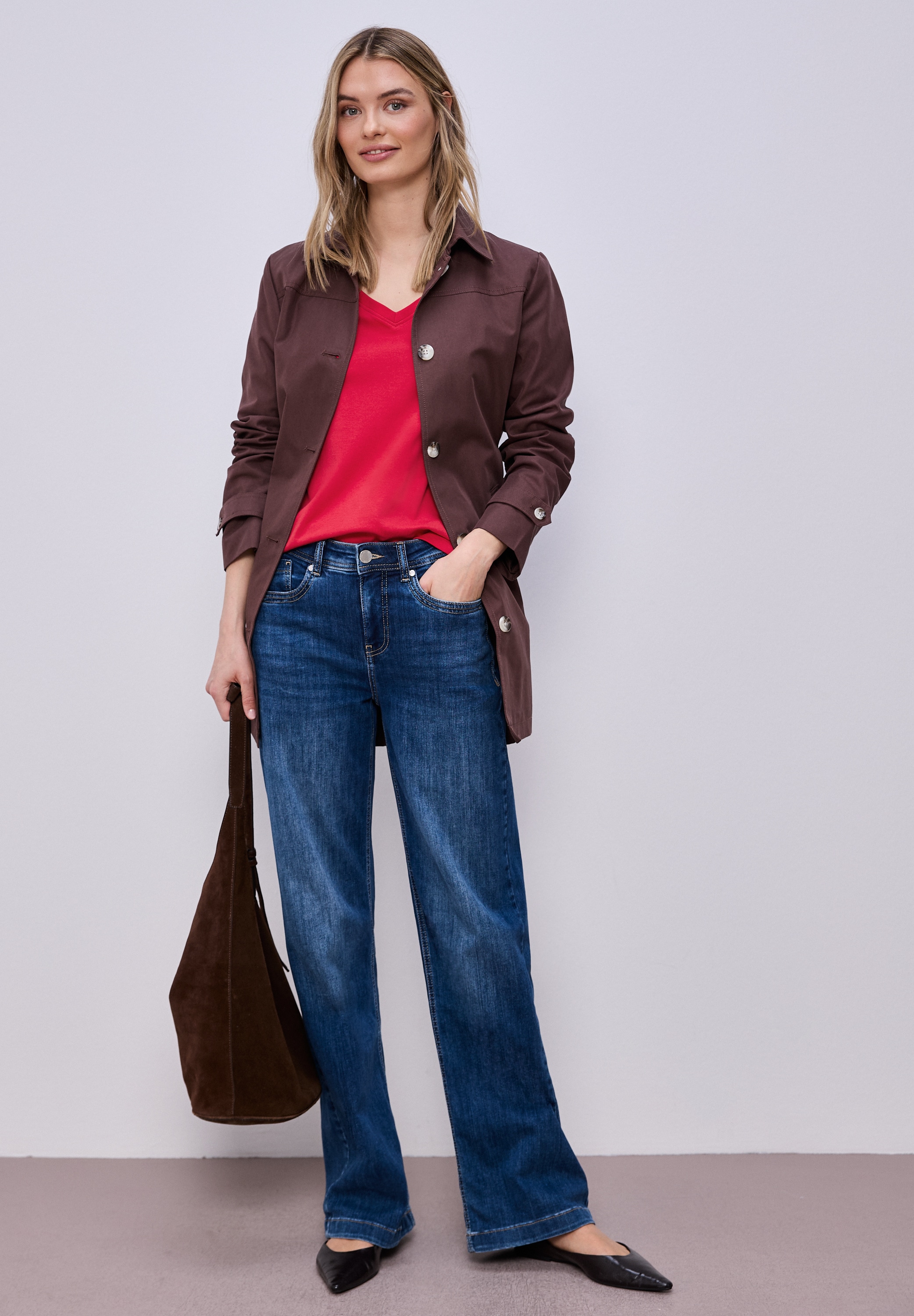 STREET ONE Kurzarmshirt mit V-Ausschnitt