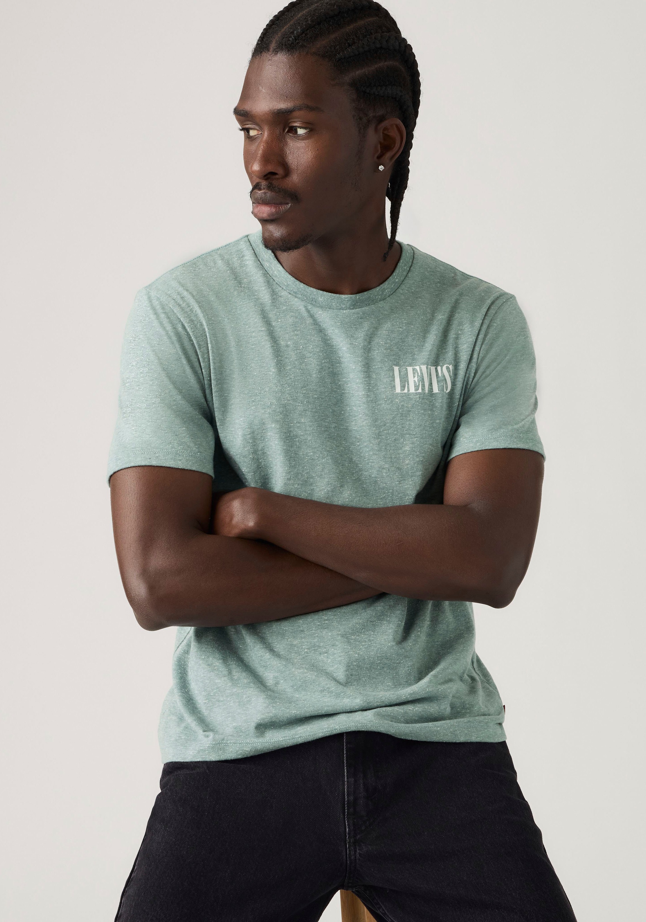Levi's® T-Shirt »GRAPHIC CREWNECK TEE« Melierter Feinstrick, pflegeleichter Materialmix