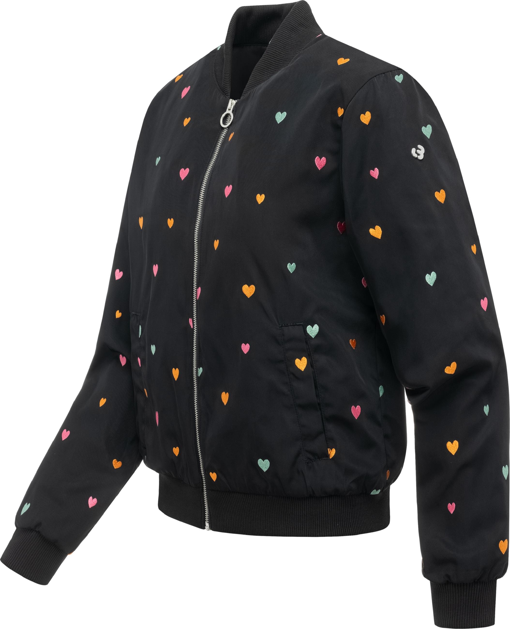 Ragwear Bomberjacke »Bomberjacke Lunara Hearts« ohne Kapuze Blousonjacke mit verspielten Stickereien