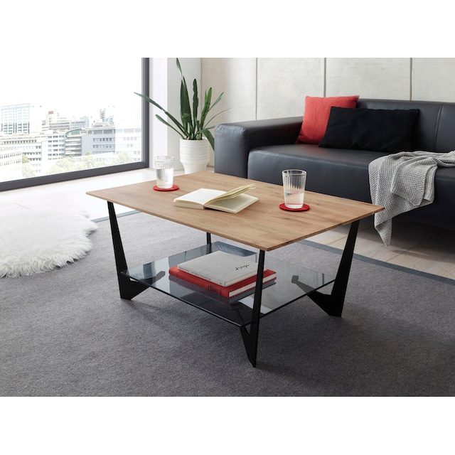 MCA furniture Couchtisch »Leon«, Eiche Natur geölt, Ablageboden Glas Grau  bestellen bei OTTO