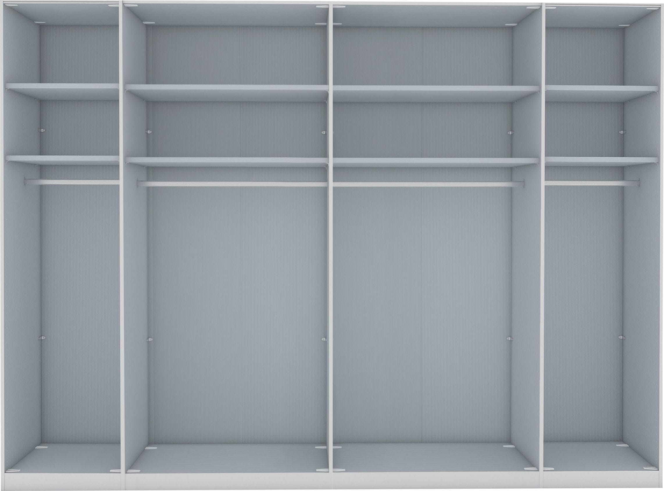 WIEMANN Falttürenschrank »Monaco, Kleiderschrank, Schrank, Wäscheschrank, mit edler Glasfront«, (2 Breiten, 2 Höhen 216/236 cm auswählbar, MADE IN GERMANY), inkl. gepämpften Schubkästen und Türen, mit Panoramaöffnung