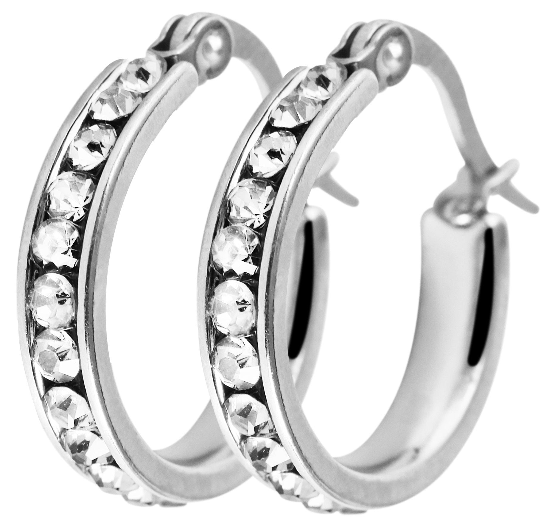 Adelia´s Paar Creolen »Damen Ohrringe ¿ Creole aus Edelstahl mit Strass Steinchen«