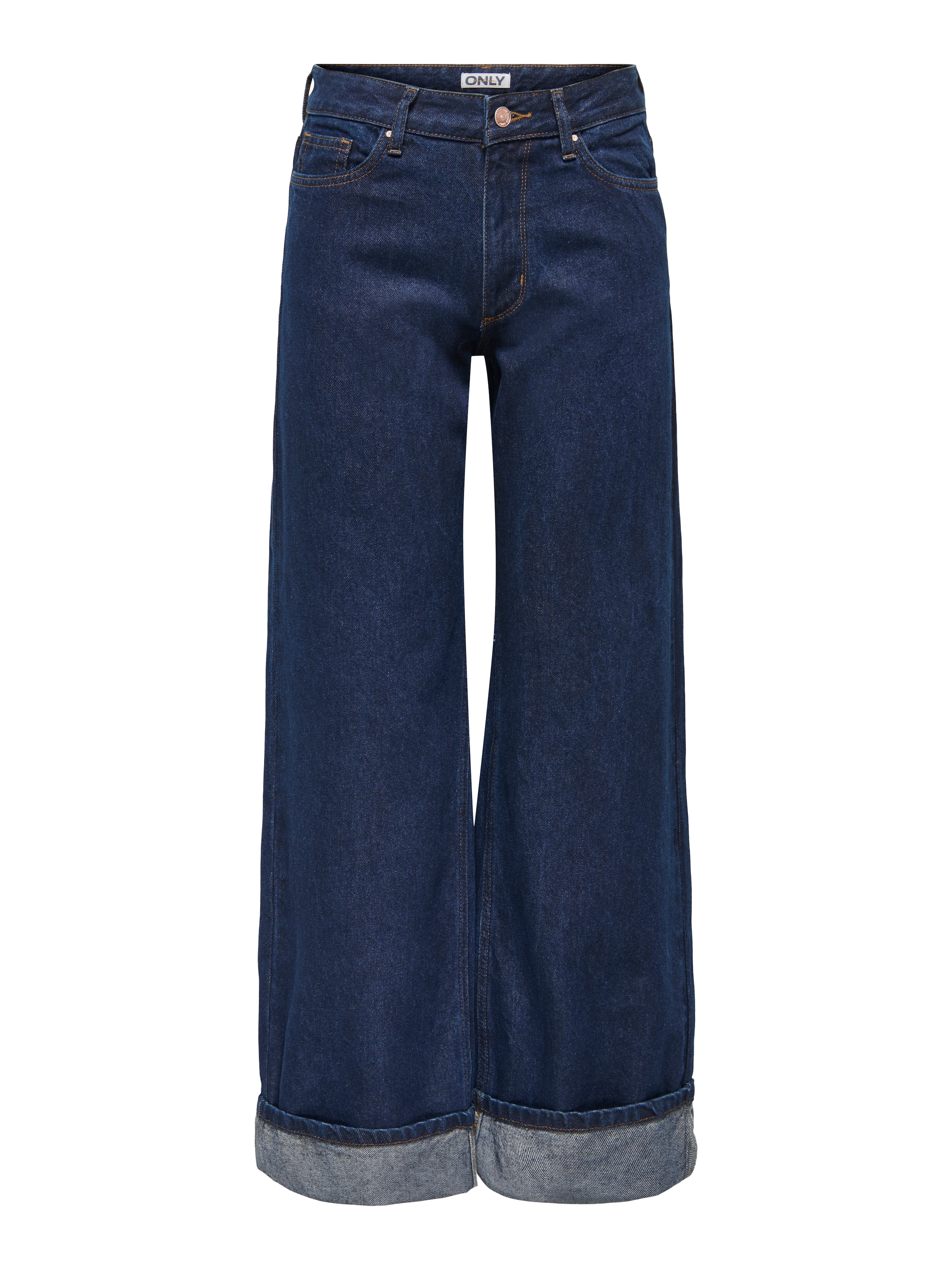 ONLY Weite Jeans »ONLELLA MW WIDE FOLDUP DNM TAI988« Baumwolle, regular waist, wide fit