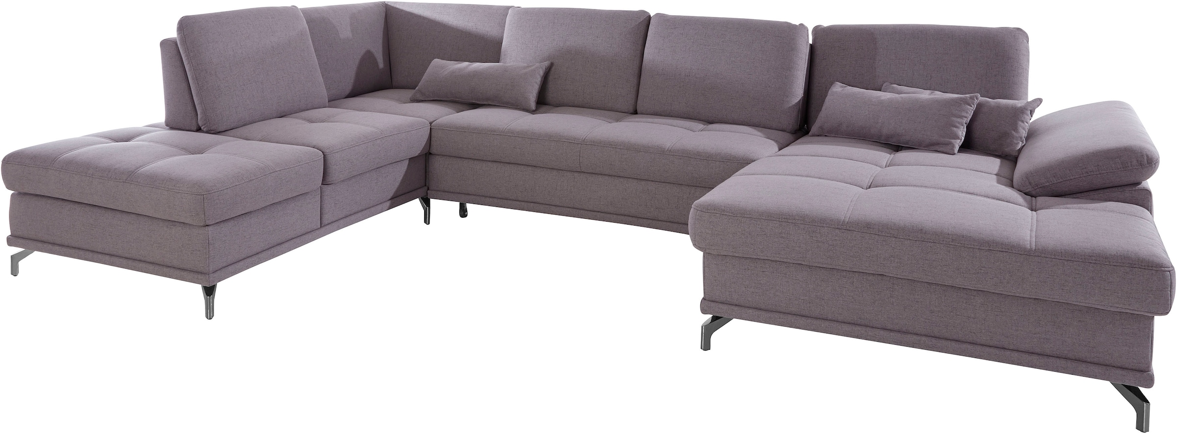 Places of Style Wohnlandschaft »Costello U-Form, B: 363 cm mit Sitztiefen-, Armteilverstellung &«, 3 Nierenkissen, optional Bettfunktion & Bettkasten