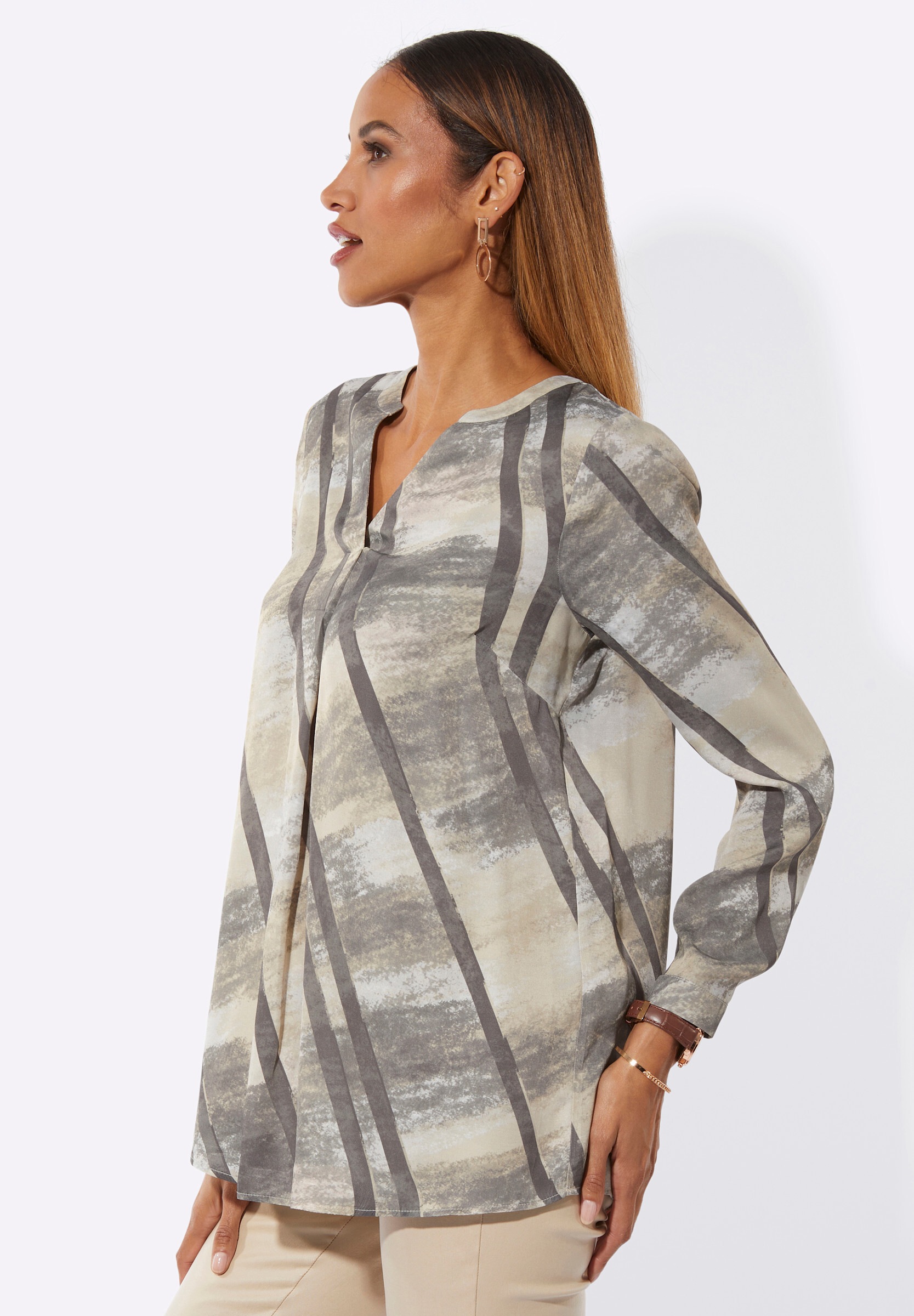 creation L Longbluse »Tunika Langarmbluse mit Knopfmanschetten«