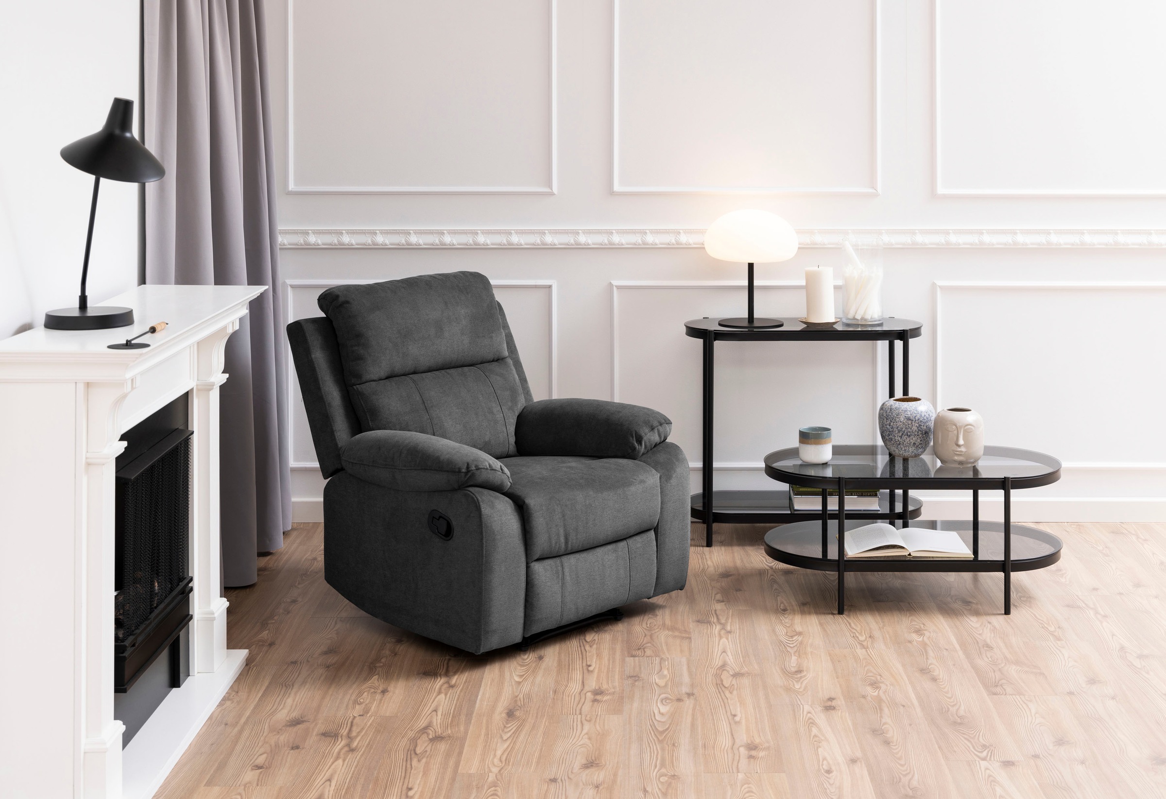 ACTONA GROUP Couchtisch, (1 St.), tischplatte aus gehärtetem Rauchglas.Oval, 1 Ablage, B: 95 cm