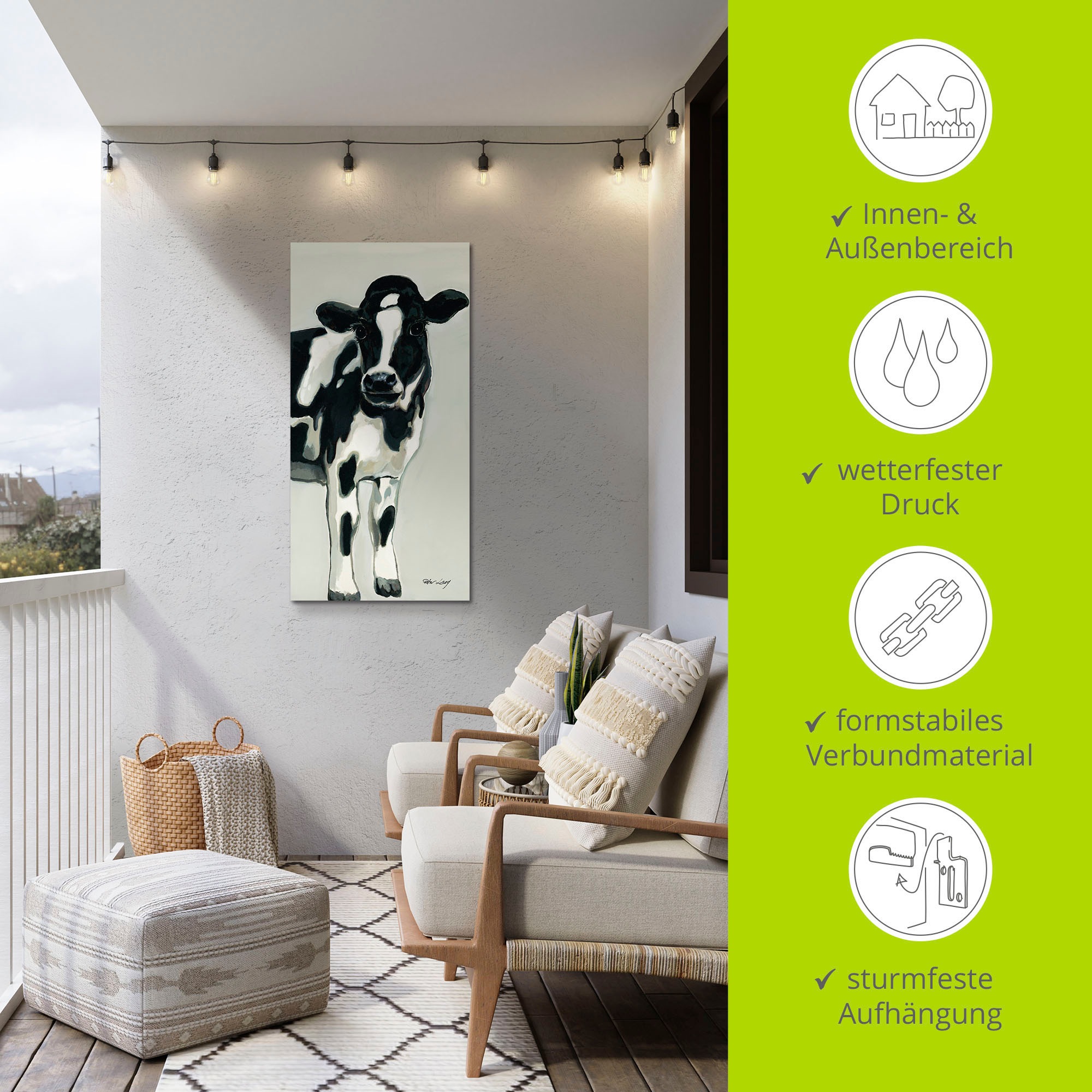 Artland Wandbild »Kuh«, Haustiere, (1 St.), als Alubild, Outdoorbild, Leinwandbild, Poster, Wandaufkleber