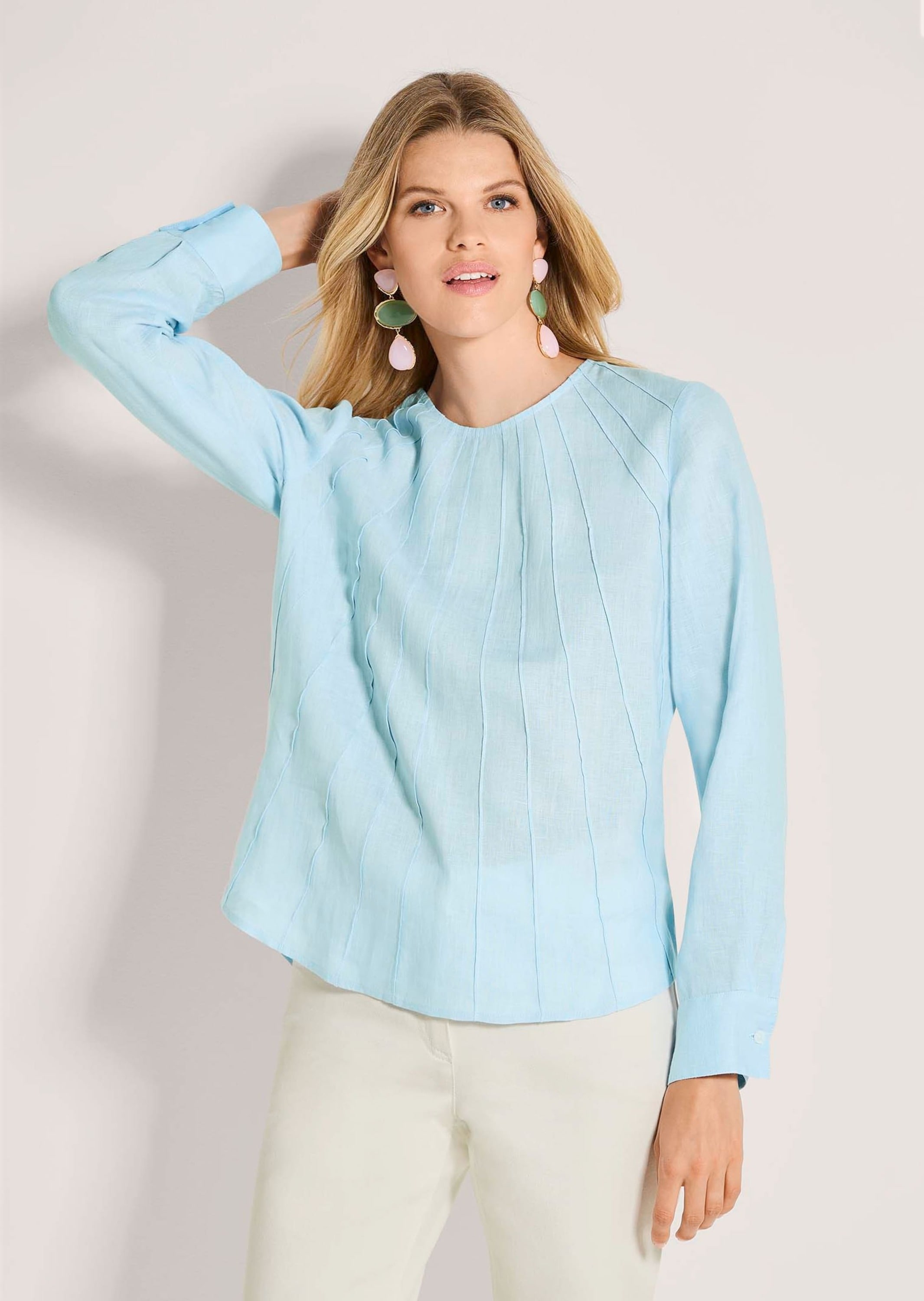 MADELEINE Langarmbluse »Leinenbluse Blusenshirt mit feinen Biesen« Feine Biesen