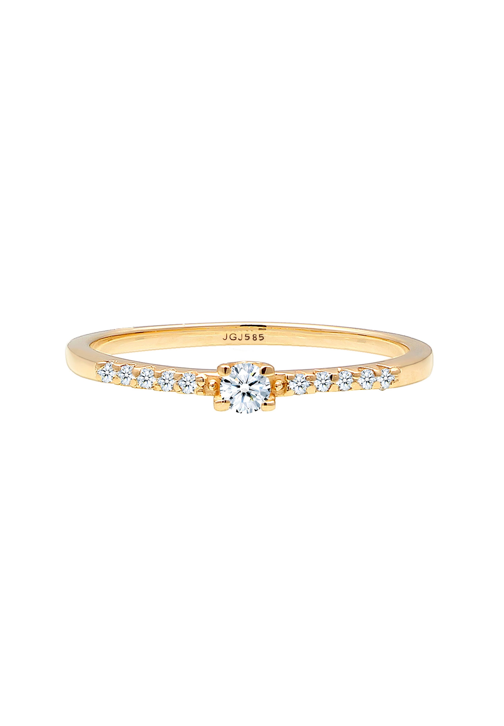Elli DIAMONDS Verlobungsring »Ring Microsetting Diamant (0.11 ct.) 585er Gelbgold«