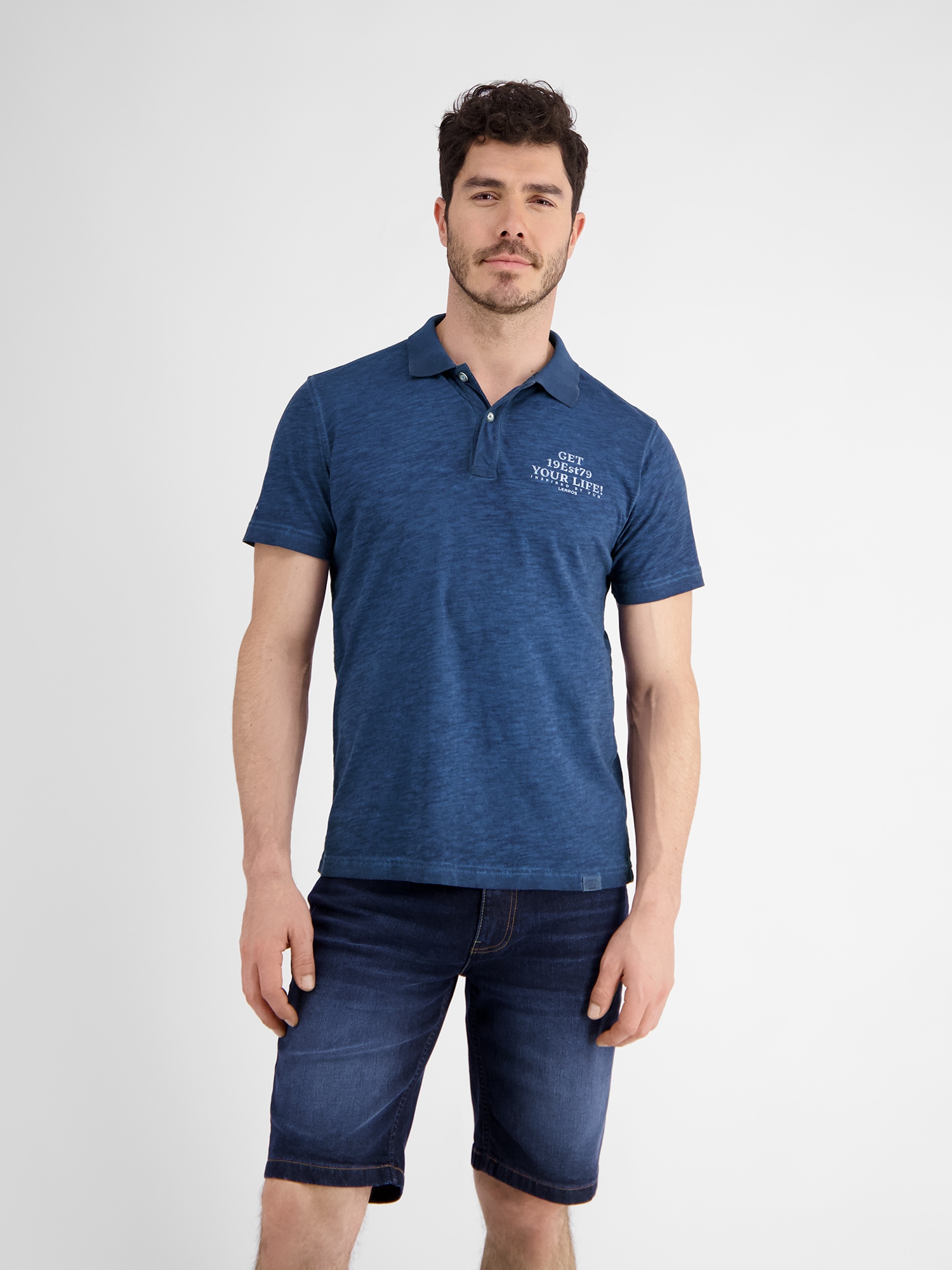 LERROS Poloshirt »LERROS Poloshirt mit lässigem Brustprint«