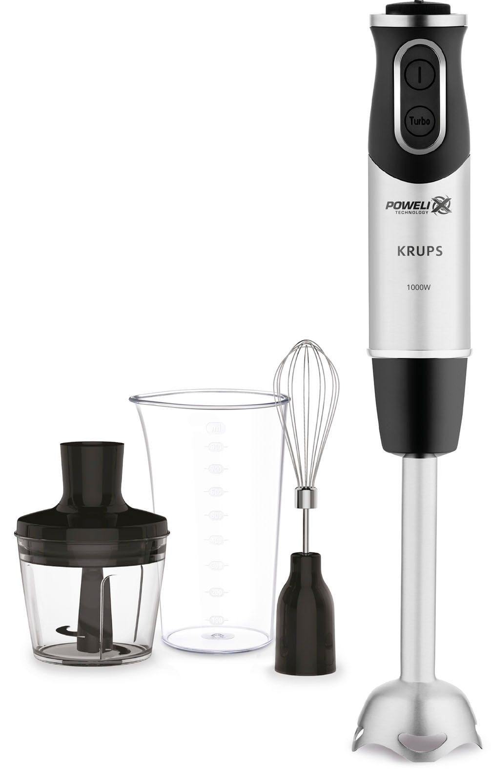 Krups Stabmixer »HZ6568 Perfect Mix 8500« 1000 W inklusive Schneebesen, 500ml Zerkleinerer und 800ml Messbecher in schwarz