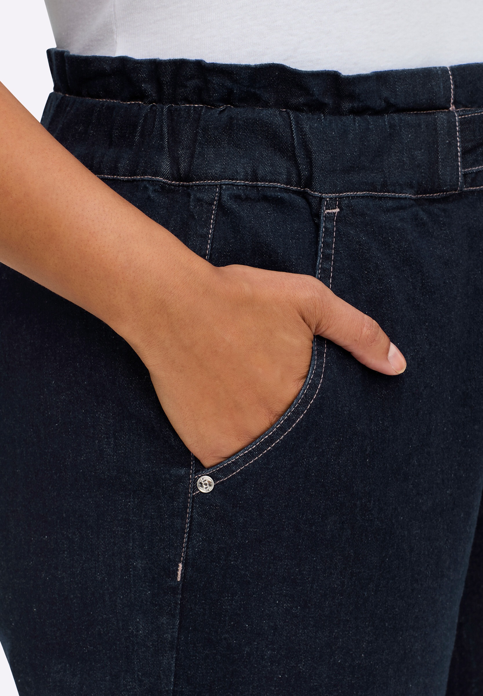 Sheego Schlupfjeans »Jeans Jeans in Paperbag-Optik, mit Bindeband«