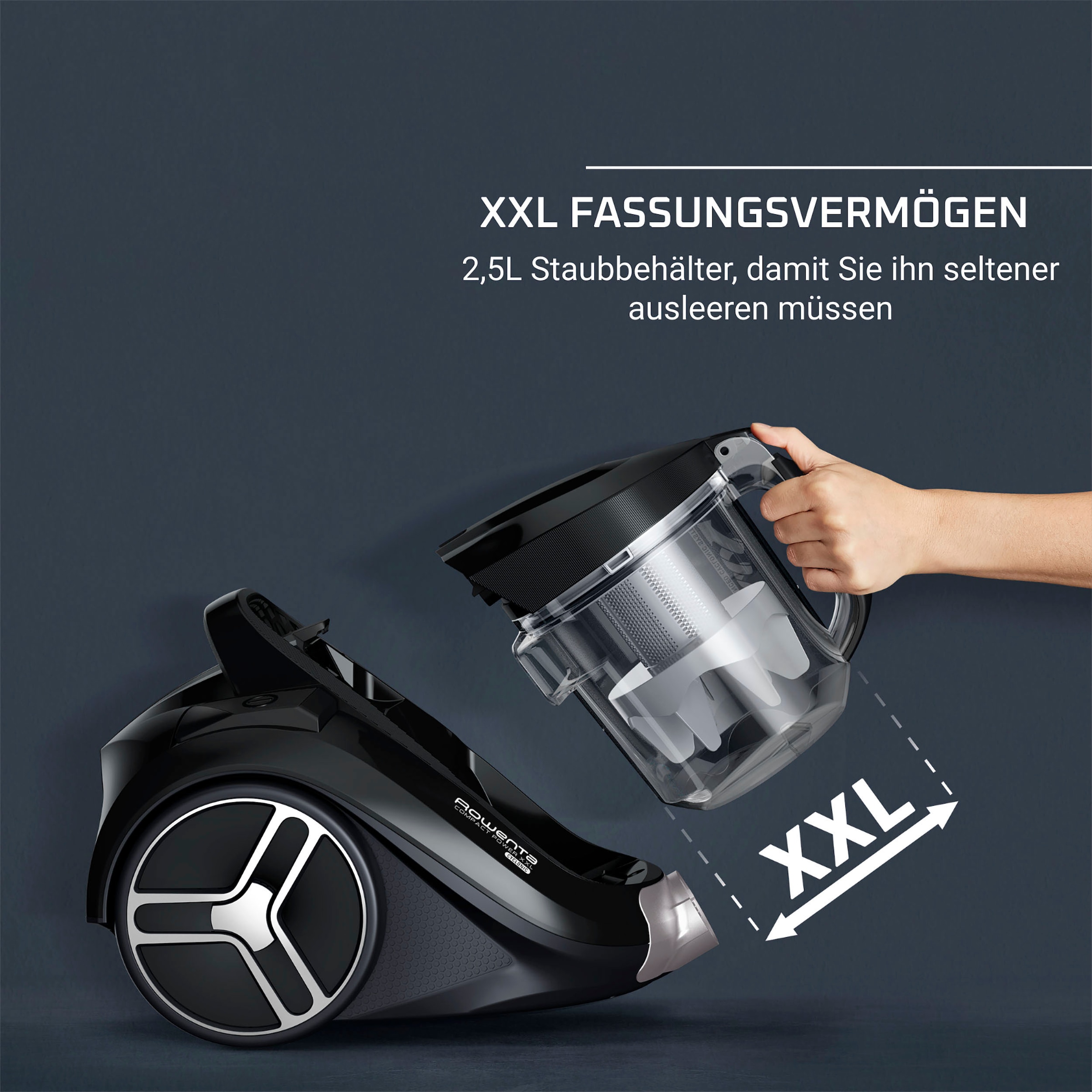 Rowenta Bodenstaubsauger »RO4B50 Compact Power XXL Animal«, 900 W, beutellos, hohe Saugleistung, leicht & kompakt, Staubbehältervolumen 2,5 Liter