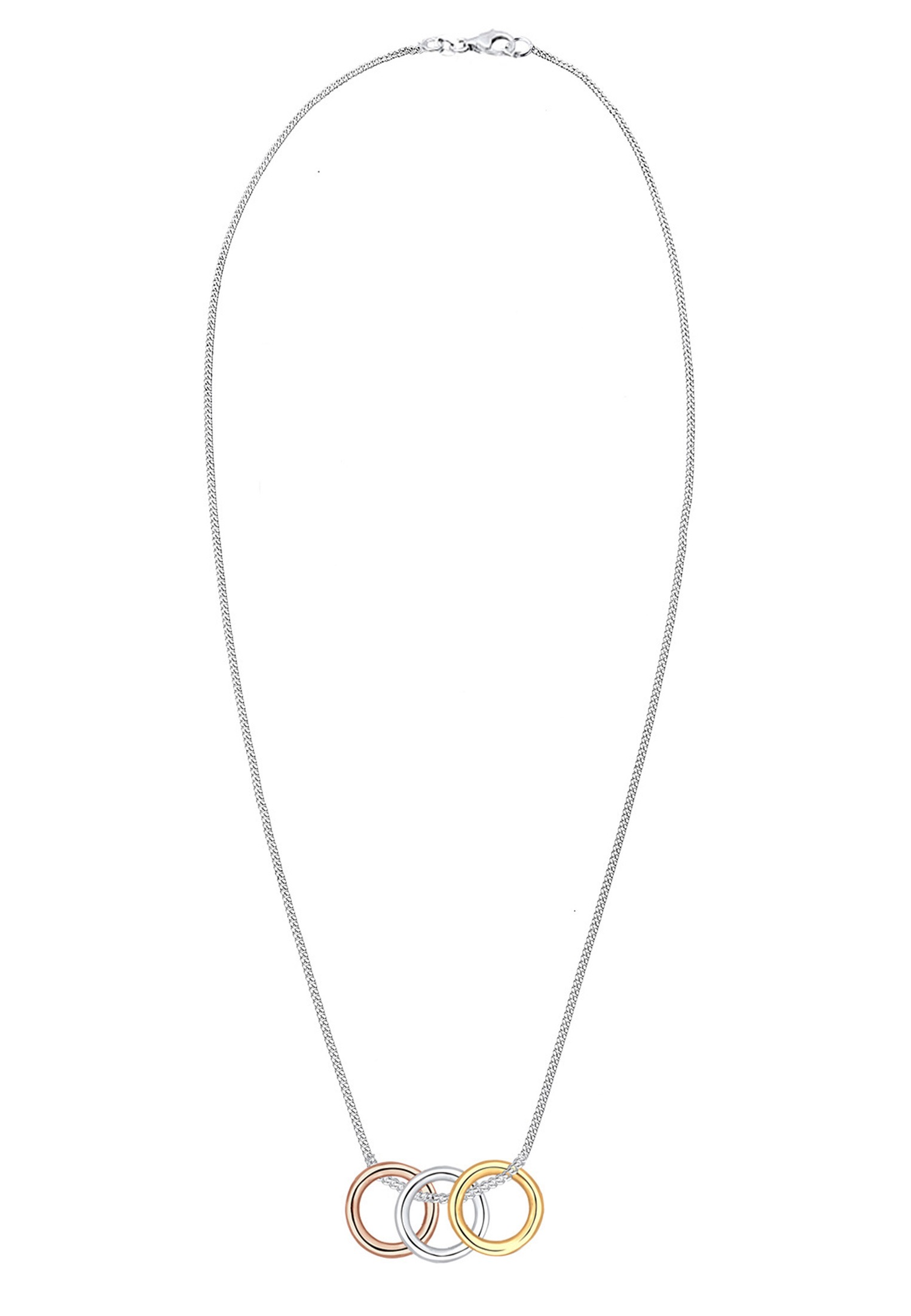 Elli Kette mit Anhänger »Halskette Kreis 925 Sterling Silber Tricolor«