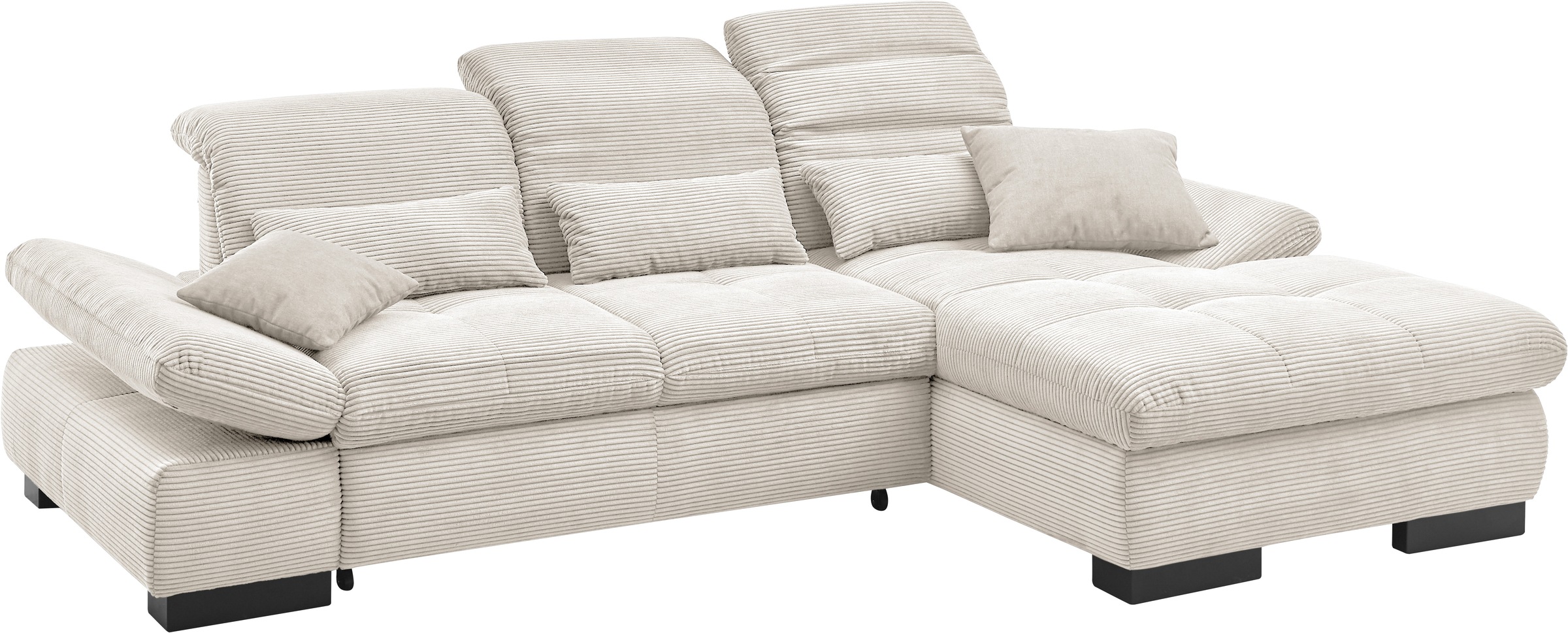 set one by Musterring Ecksofa »SO4100 V«, mit verstellbaren Kopfteilen, wahlweise mit Funktionen, Cord-Bezug