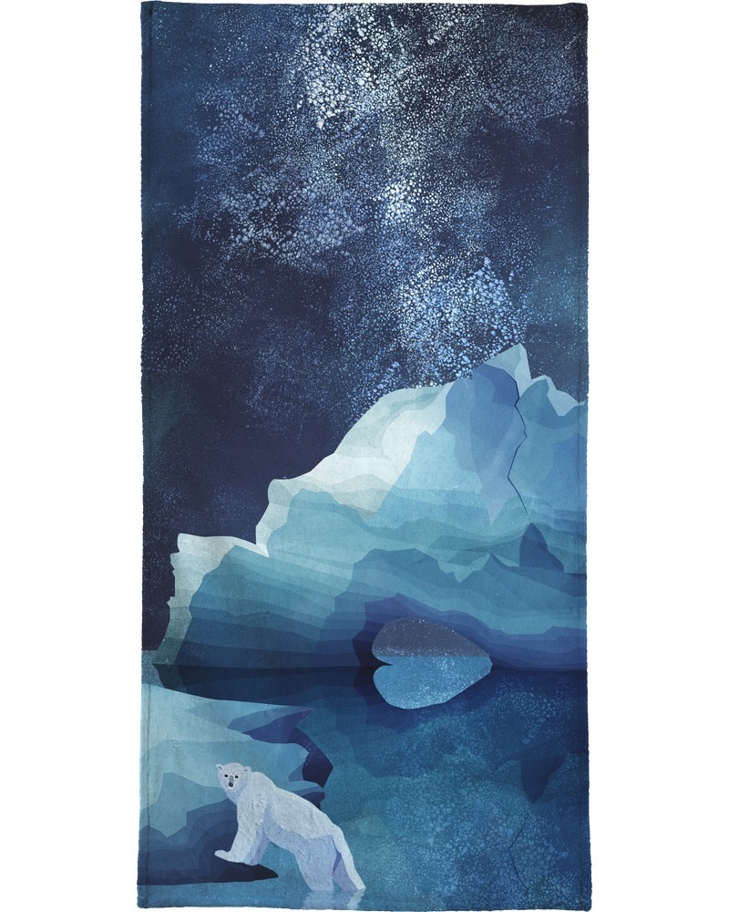 Juniqe Handtuch »Polar Bear by Night«, (1 St.), Weiche Frottee-Veloursqualität