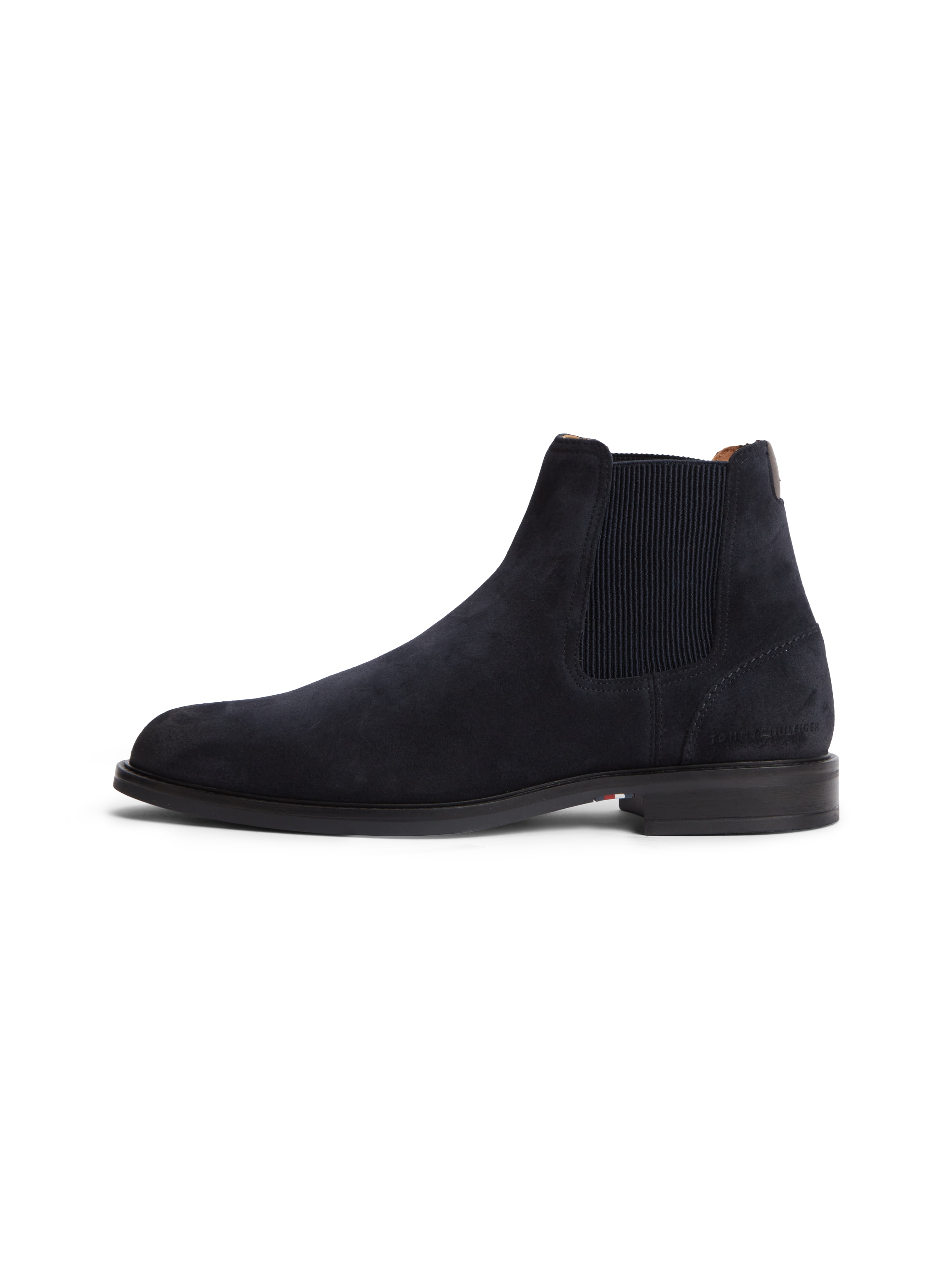 Tommy Hilfiger Chelseaboots »CORPORATE DRESSY SUEDE CHELSEA«  Blockabsatz, Stiefelette mit beidseitigem Stretcheinsatz