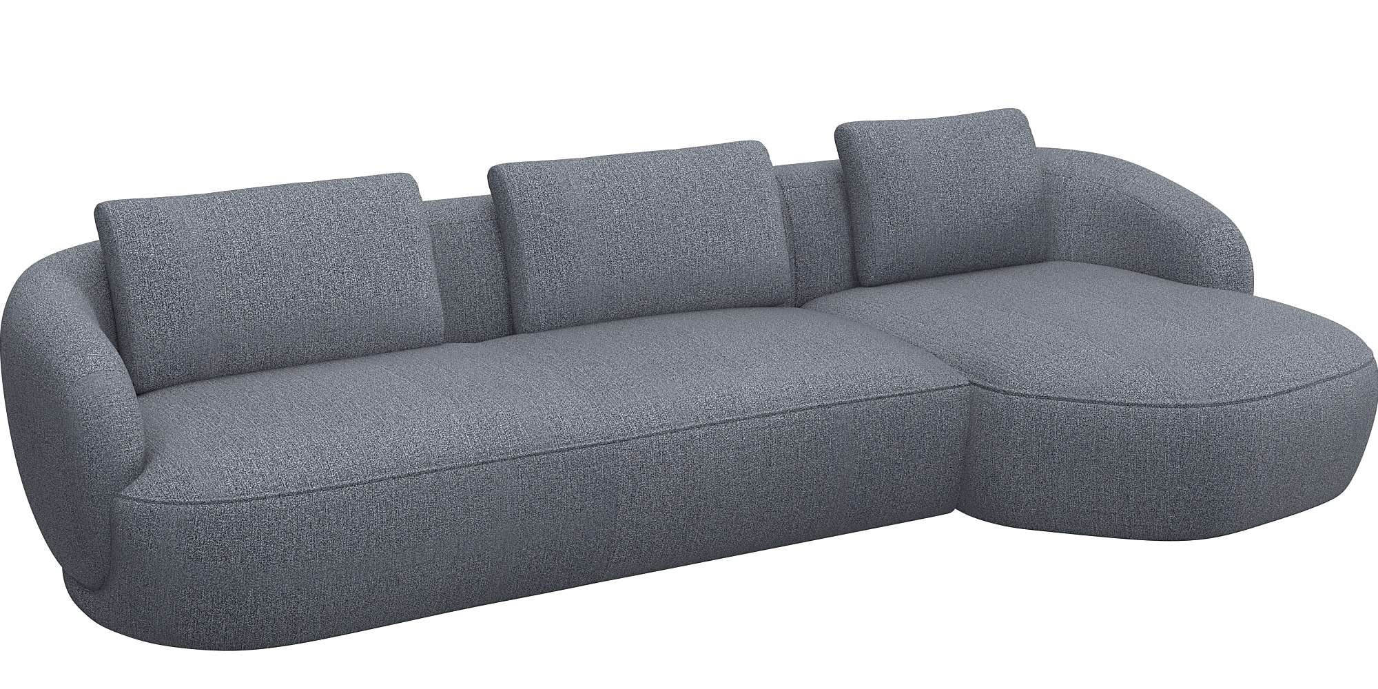 FLEXLUX Wohnlandschaft »Torino, rund, L-Form, Sofa-Ecke mit Recamiere, Longchair-Sofa«, Modernes, organisches Sofa-Design, Kaltschaum, Wellenunterfederung