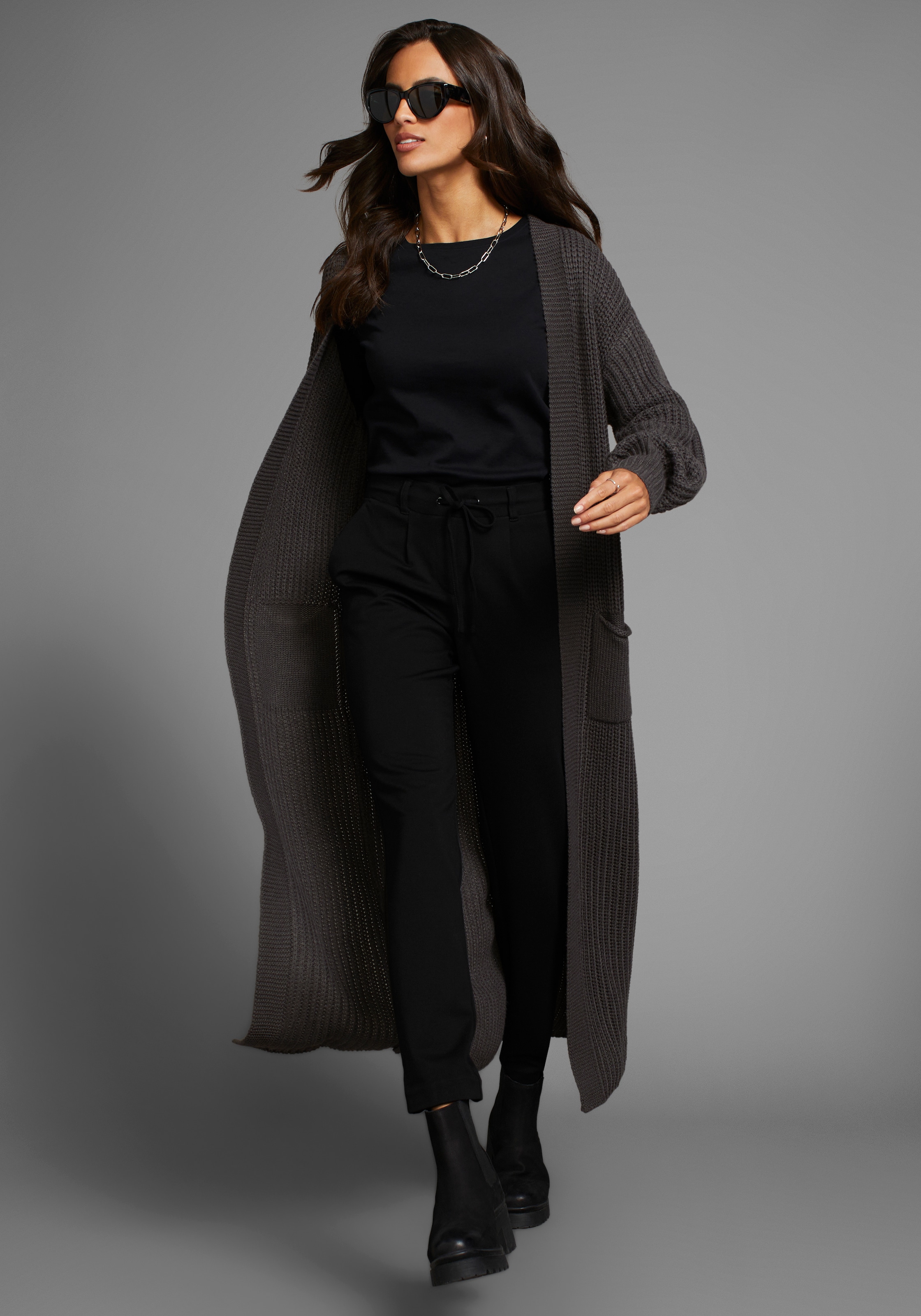 Laura Scott Longstrickjacke, aus kuscheligem Grobstrick